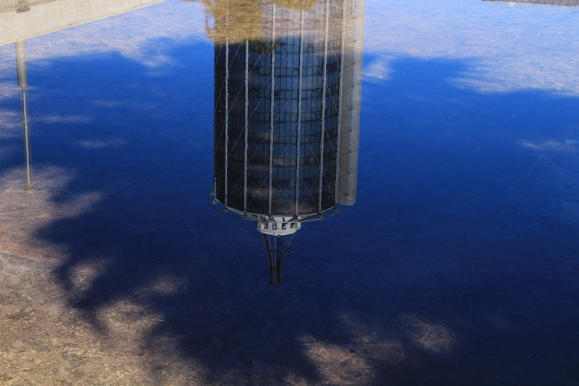 The tower is upside down