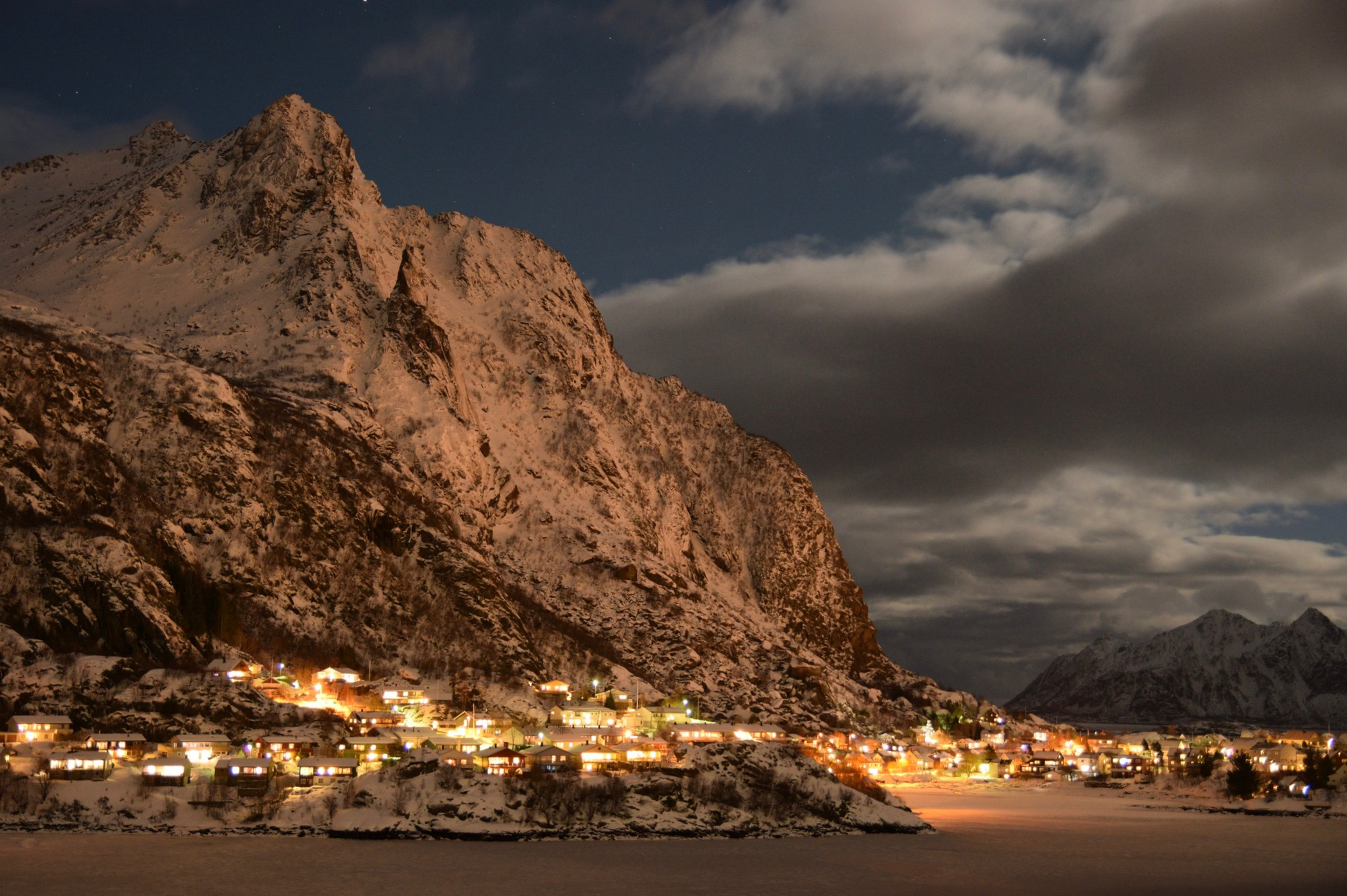 At night in Svolvaer, and the feet of the Goat.