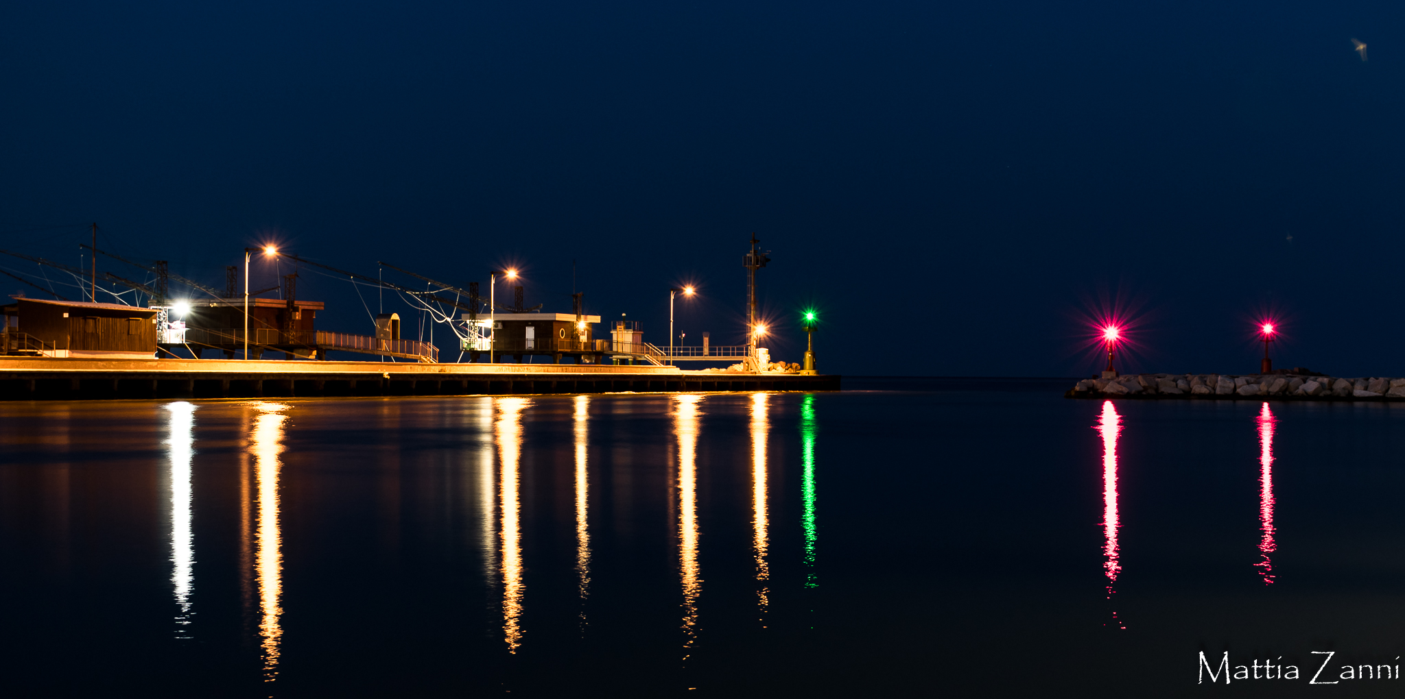 Reflections on the canal harbor in Porto Garibaldi