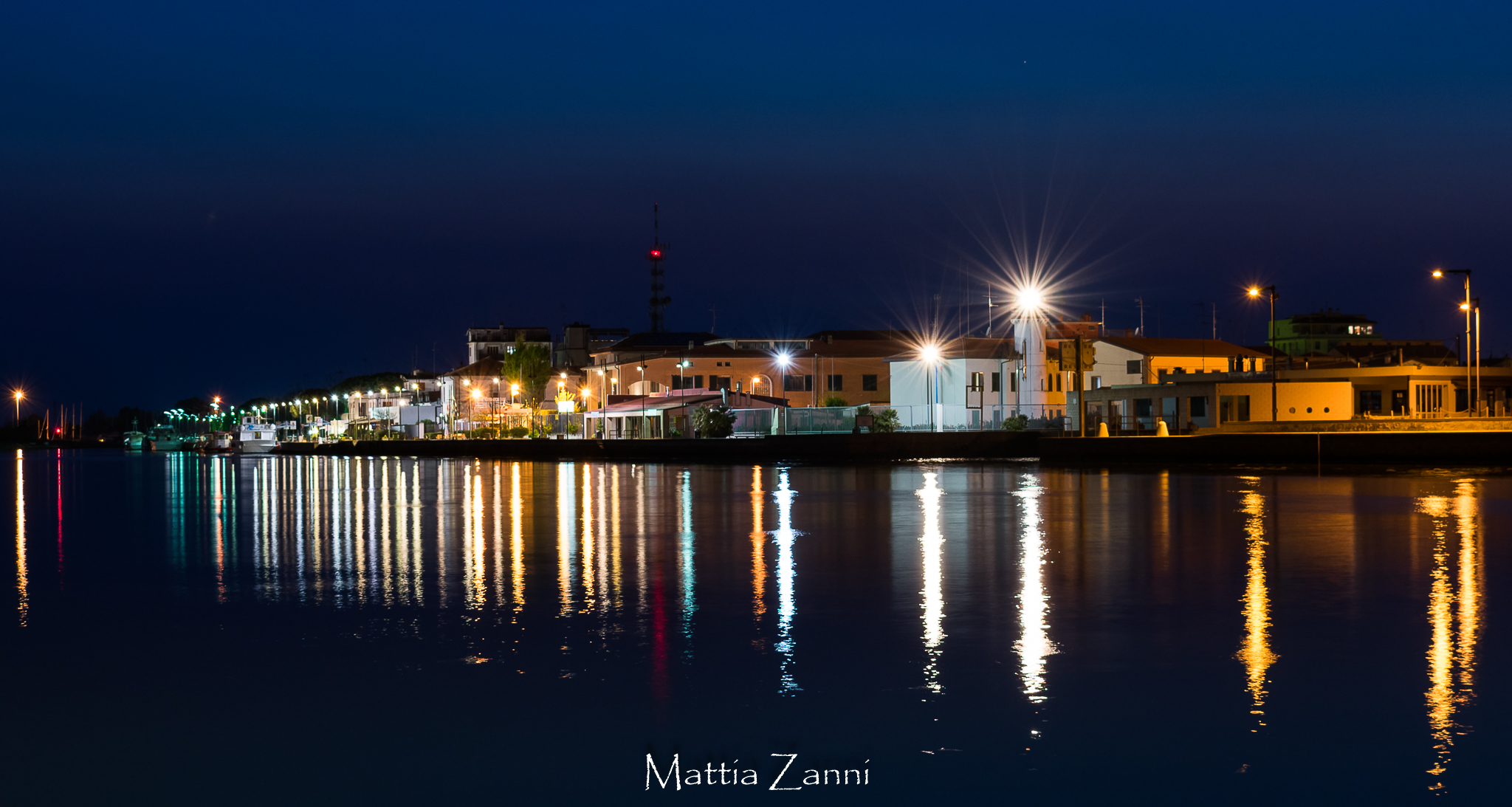 Reflections on the canal harbor in Porto Garibaldi