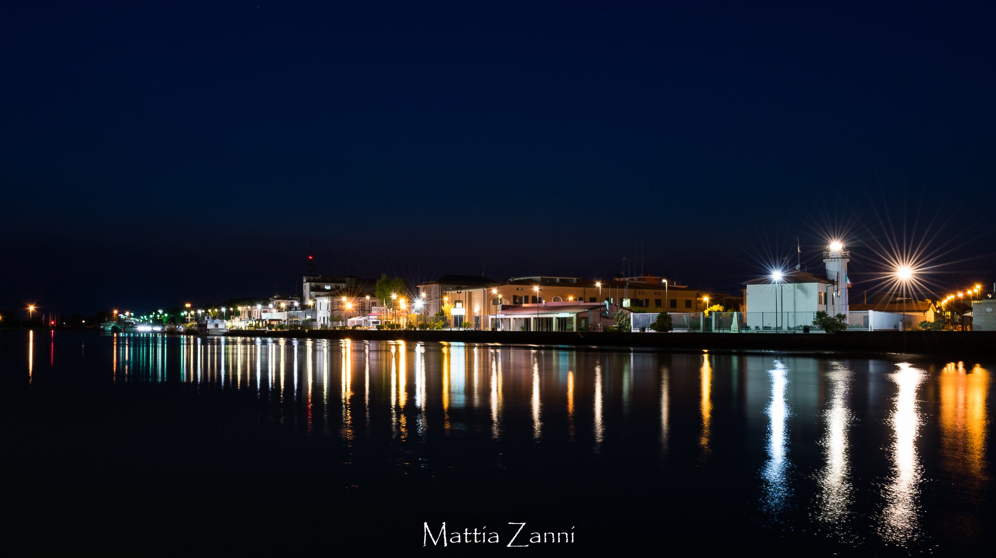 Reflections on the canal harbor in Porto Garibaldi