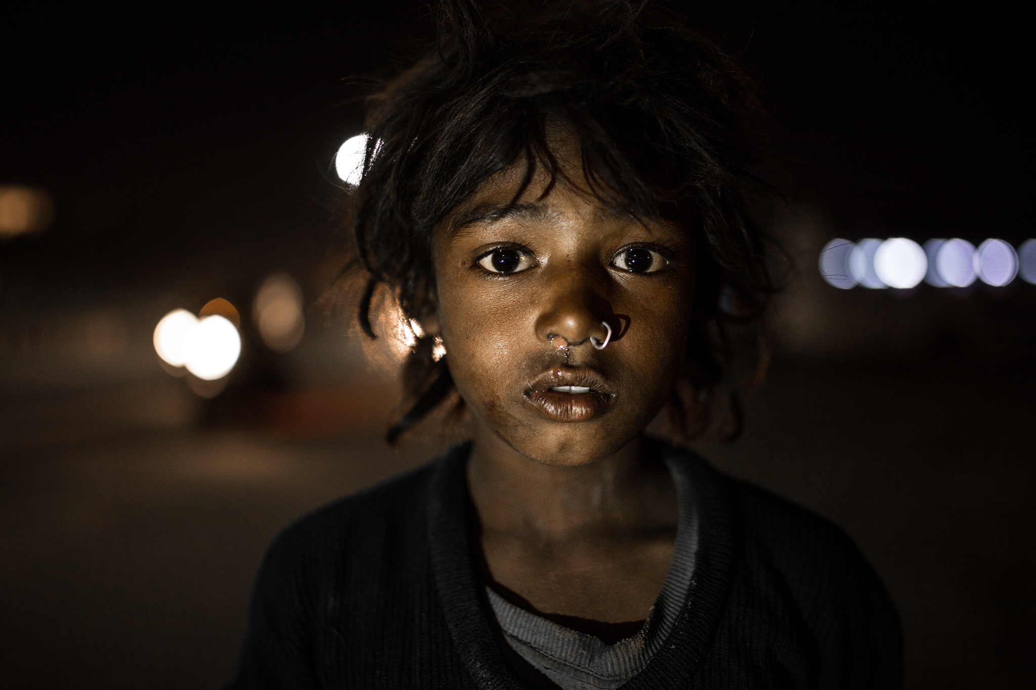 Orphans in the outskirts of Jaipur night ..