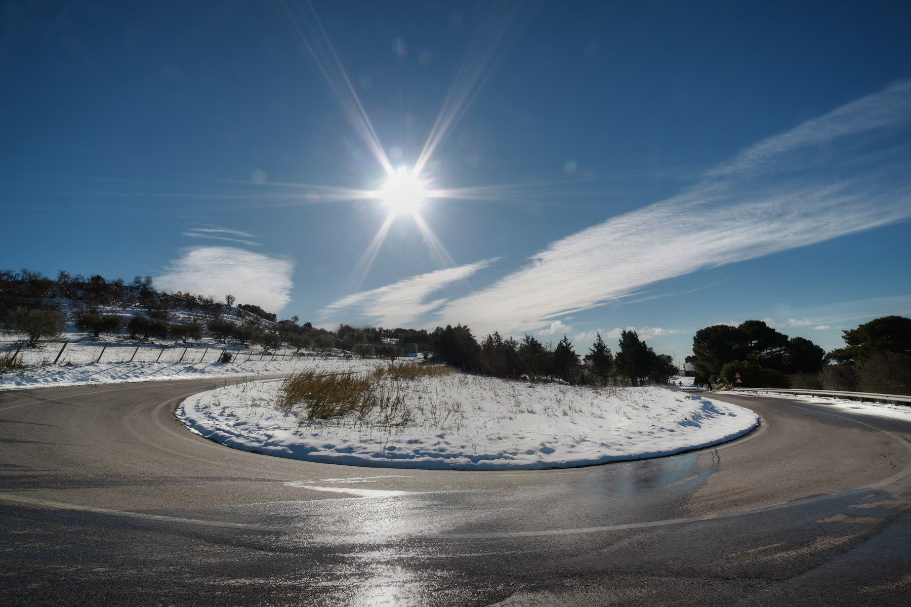 Hairpin with views of the snow!