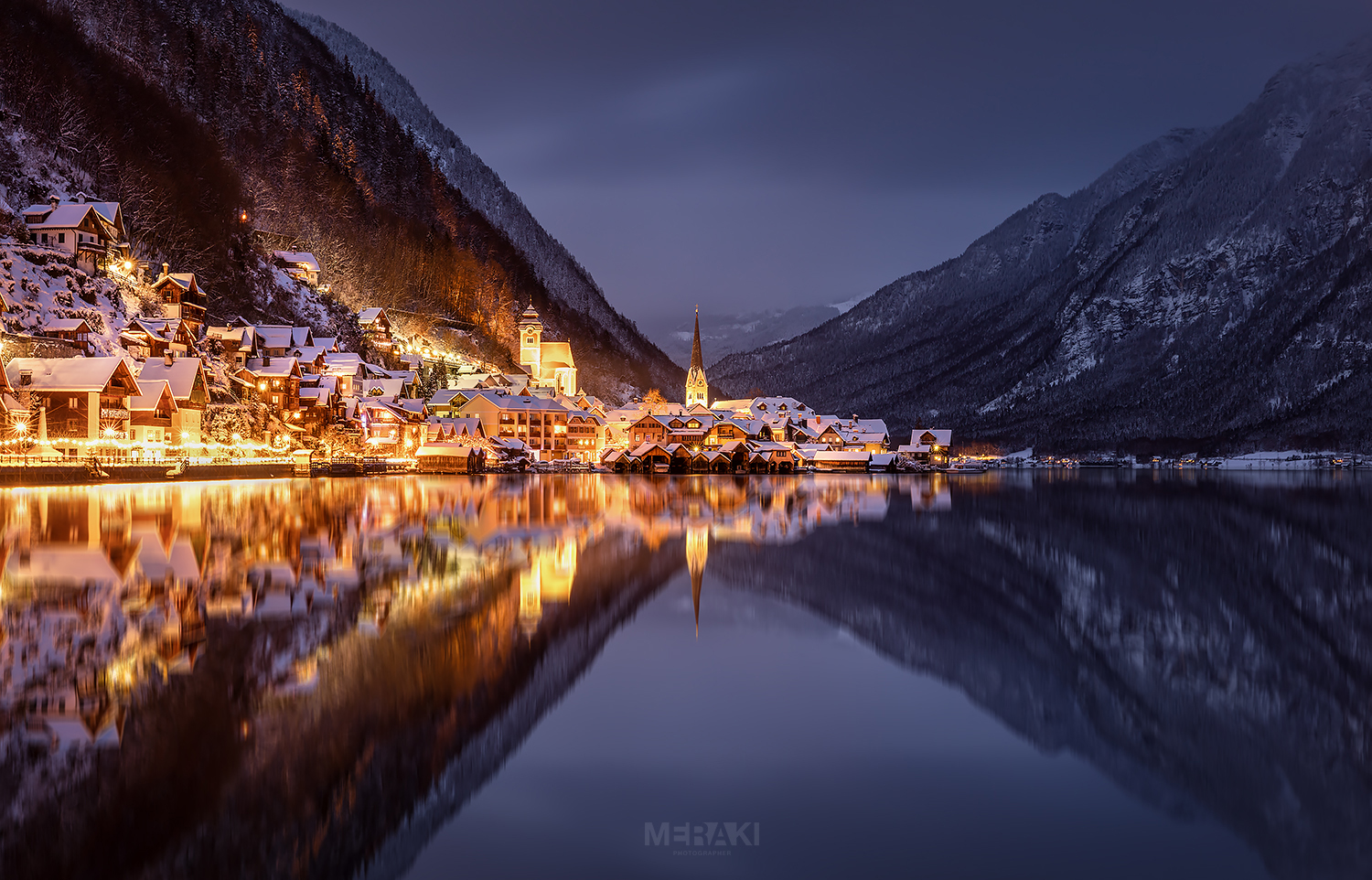 Hallstatt Night Reflection