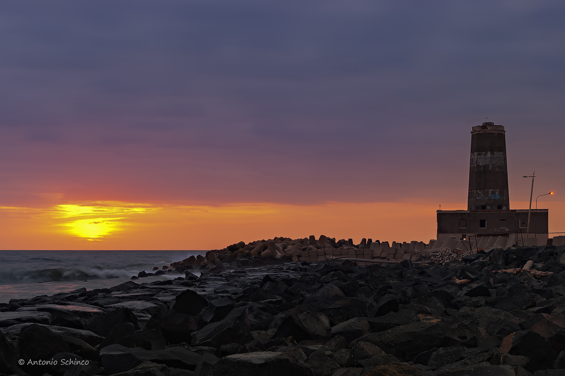Sunset At The Old Lighthouse Fiumicino