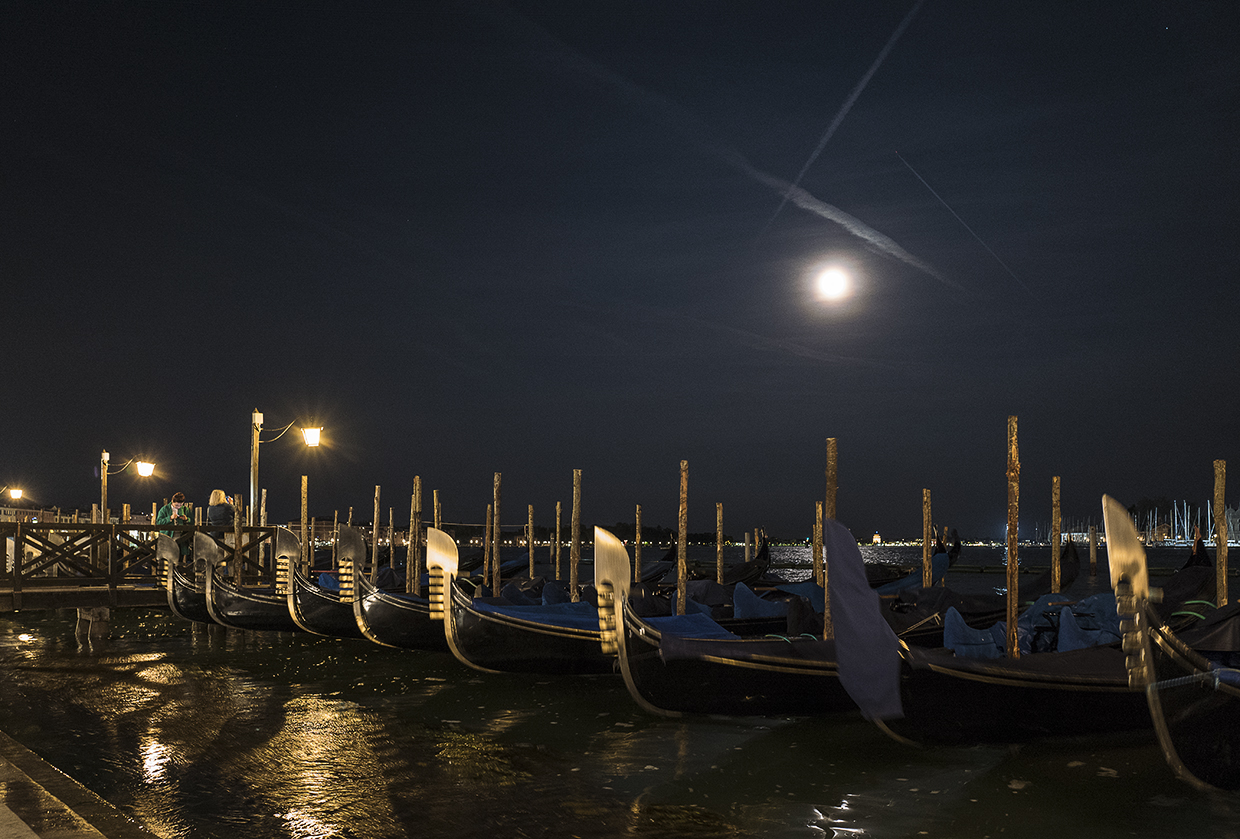 Gondolas in the moonlight