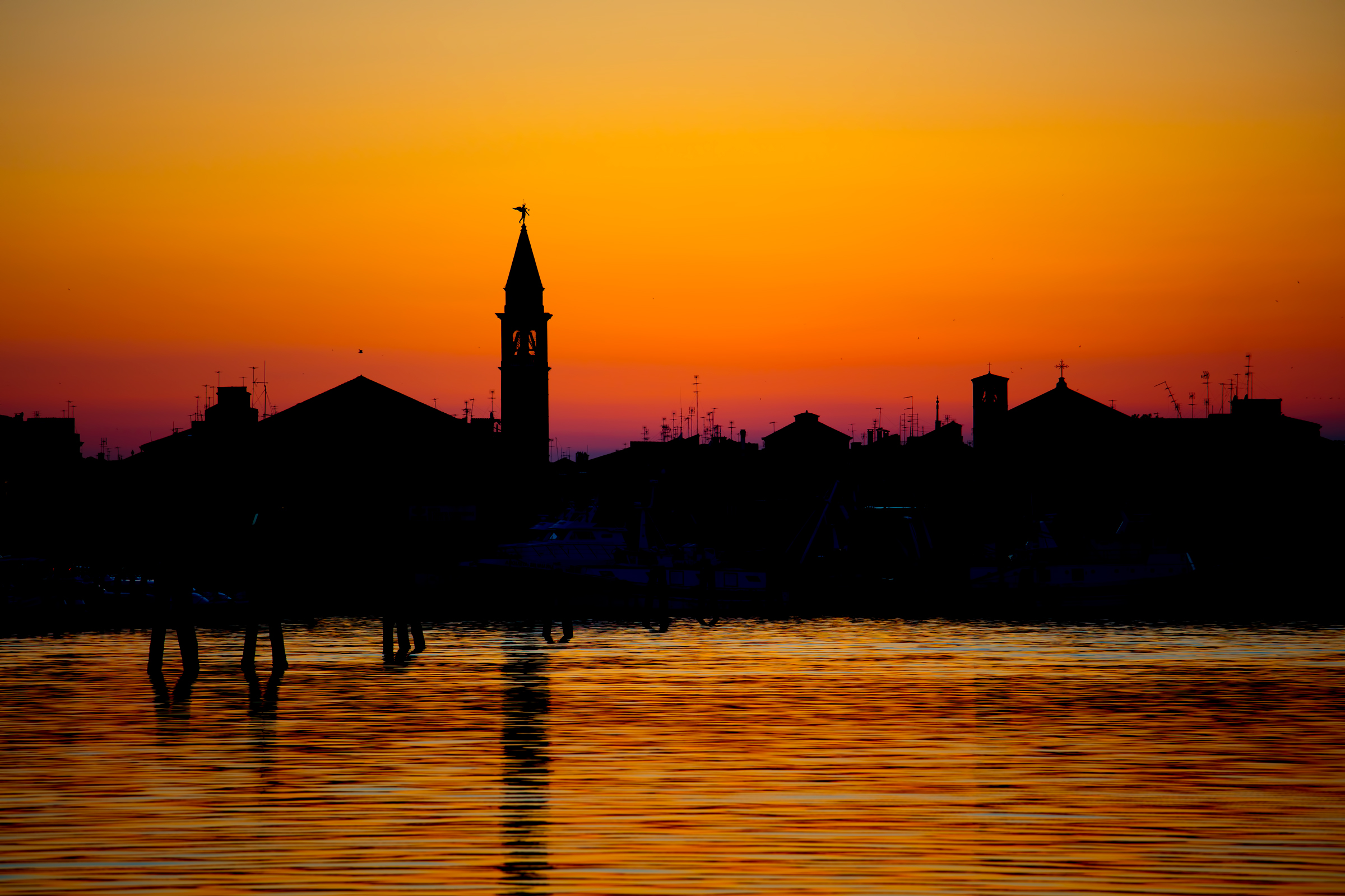 Profile of Chioggia at sunset