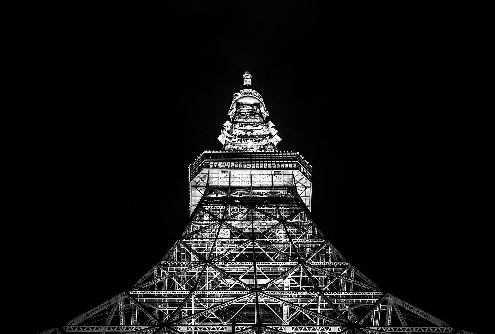 Tokyo Tower in monochrome
