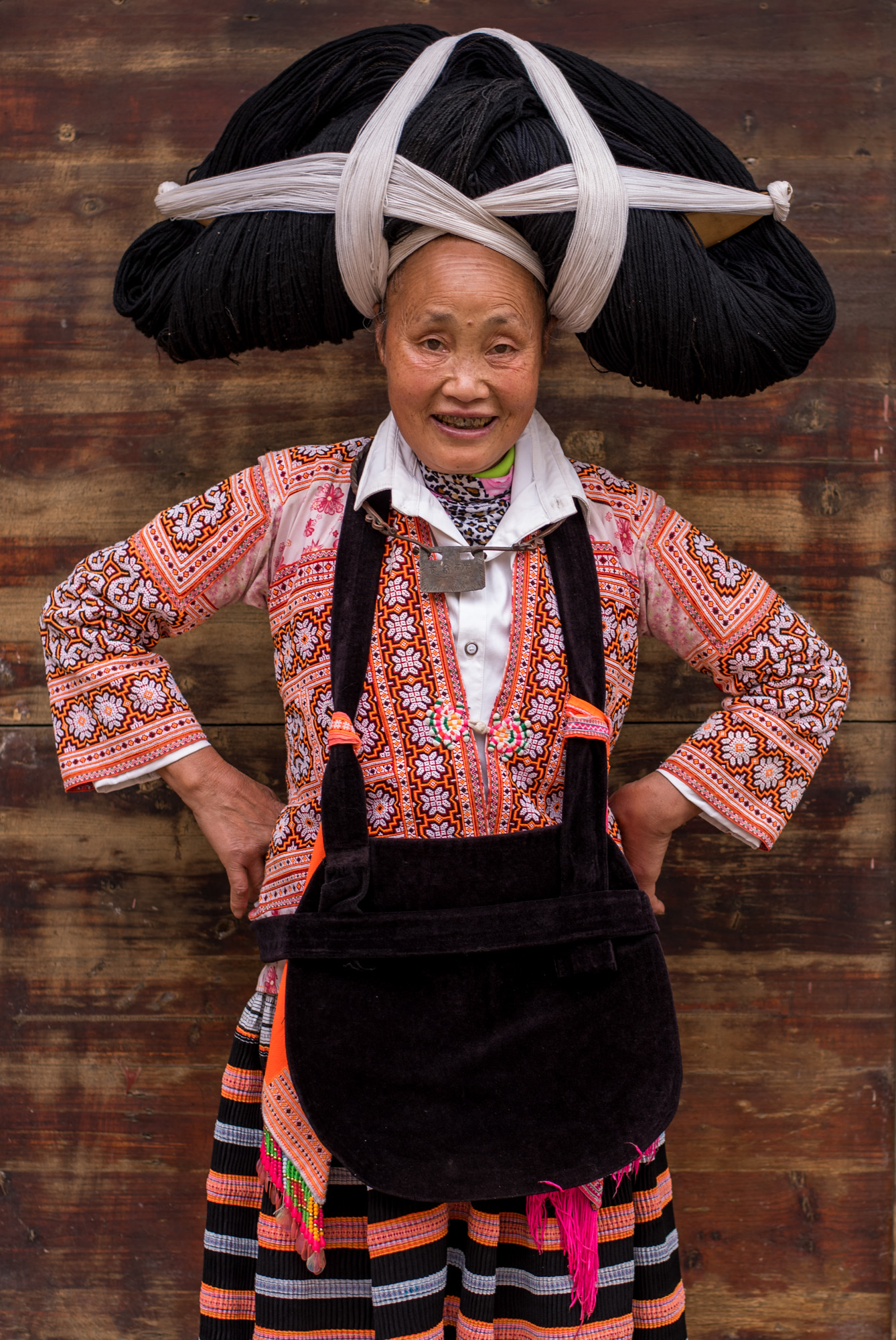 Portrait of ethnicity woman Miao, Longga, China