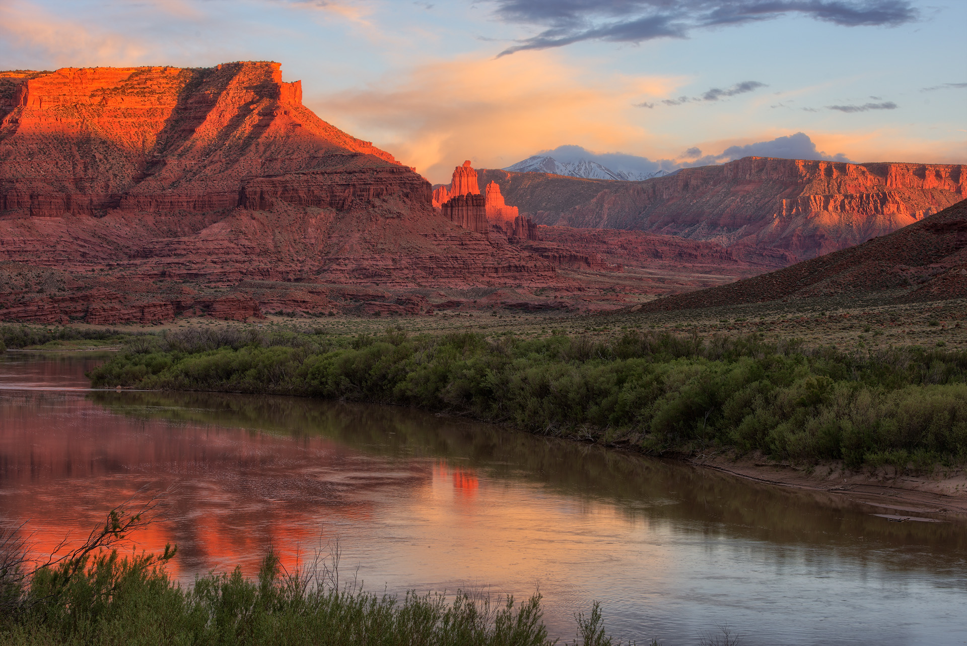 Fisher Towers sunset, Utah, HDR