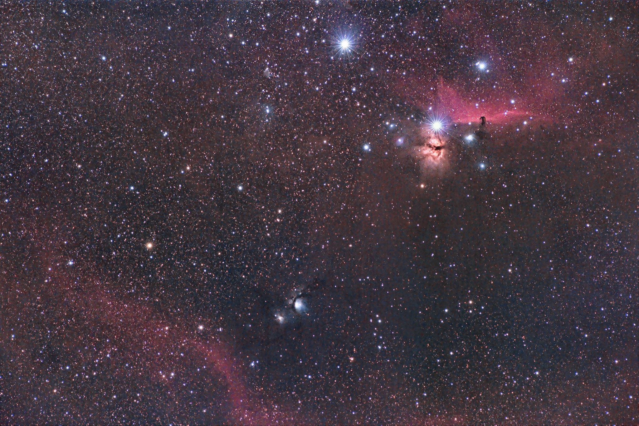 Horse Head Nebula, M78 and Ring of Bernard (Ha)