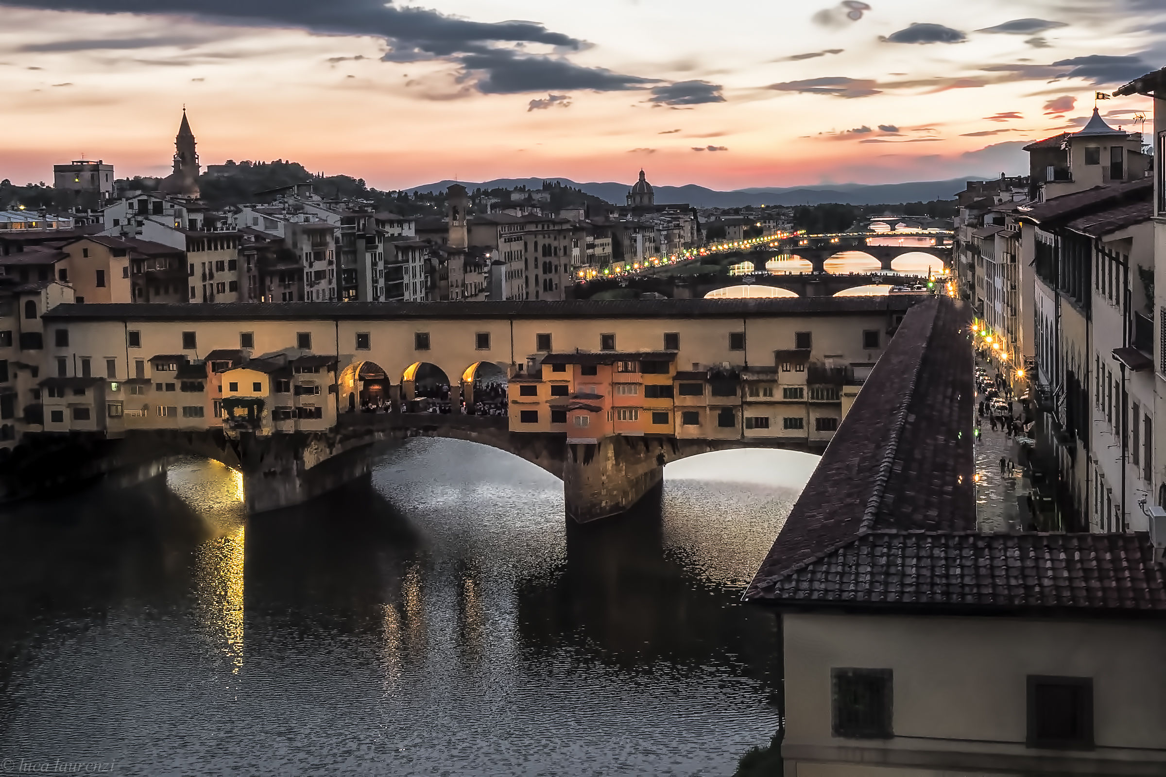 Sunset over the bridges