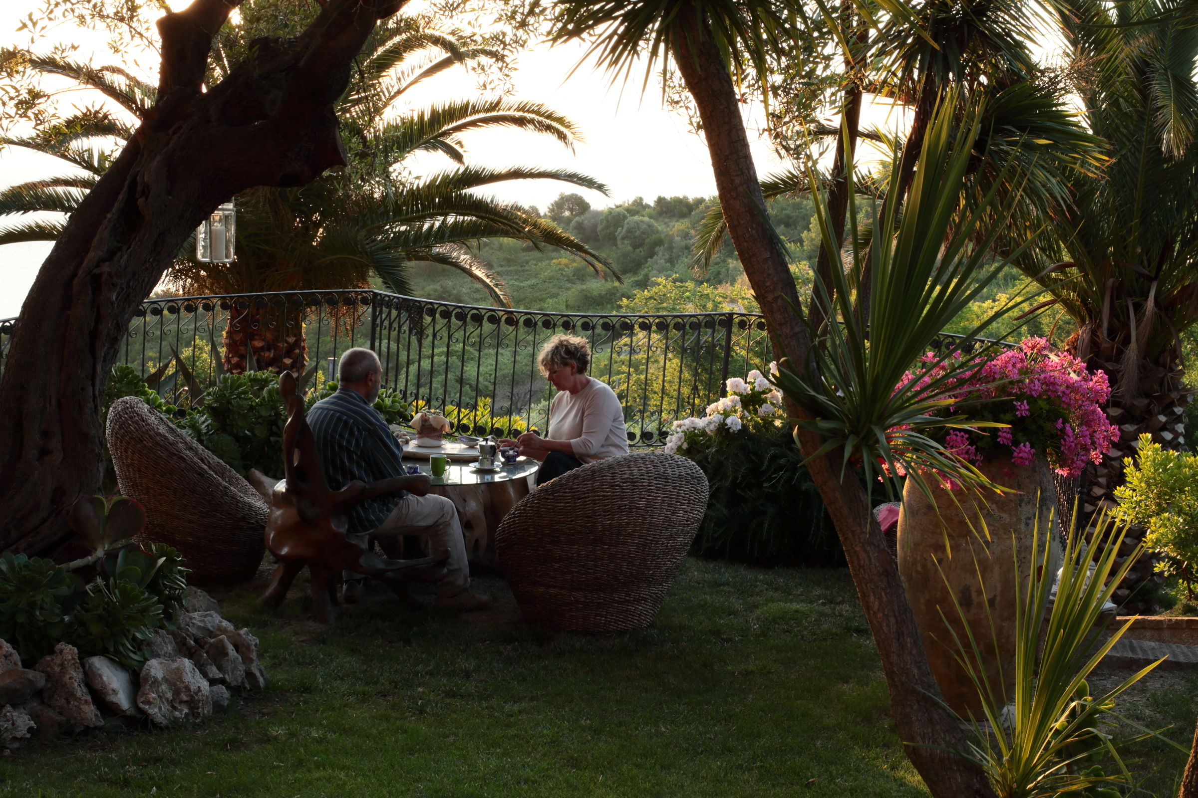 Breakfast in the rising sun