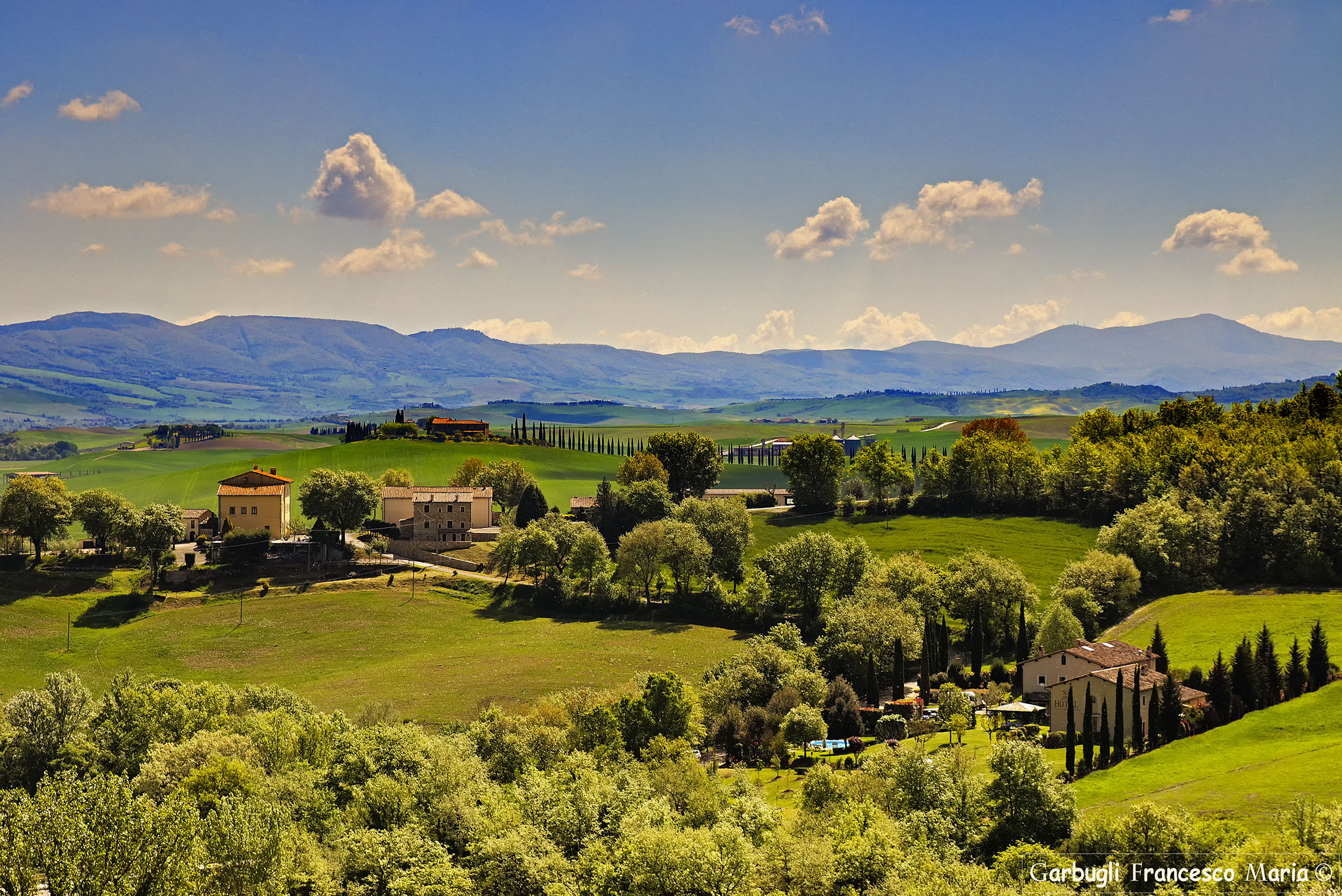 Panorama of the Val d'Orcia from Bagno Vignoni