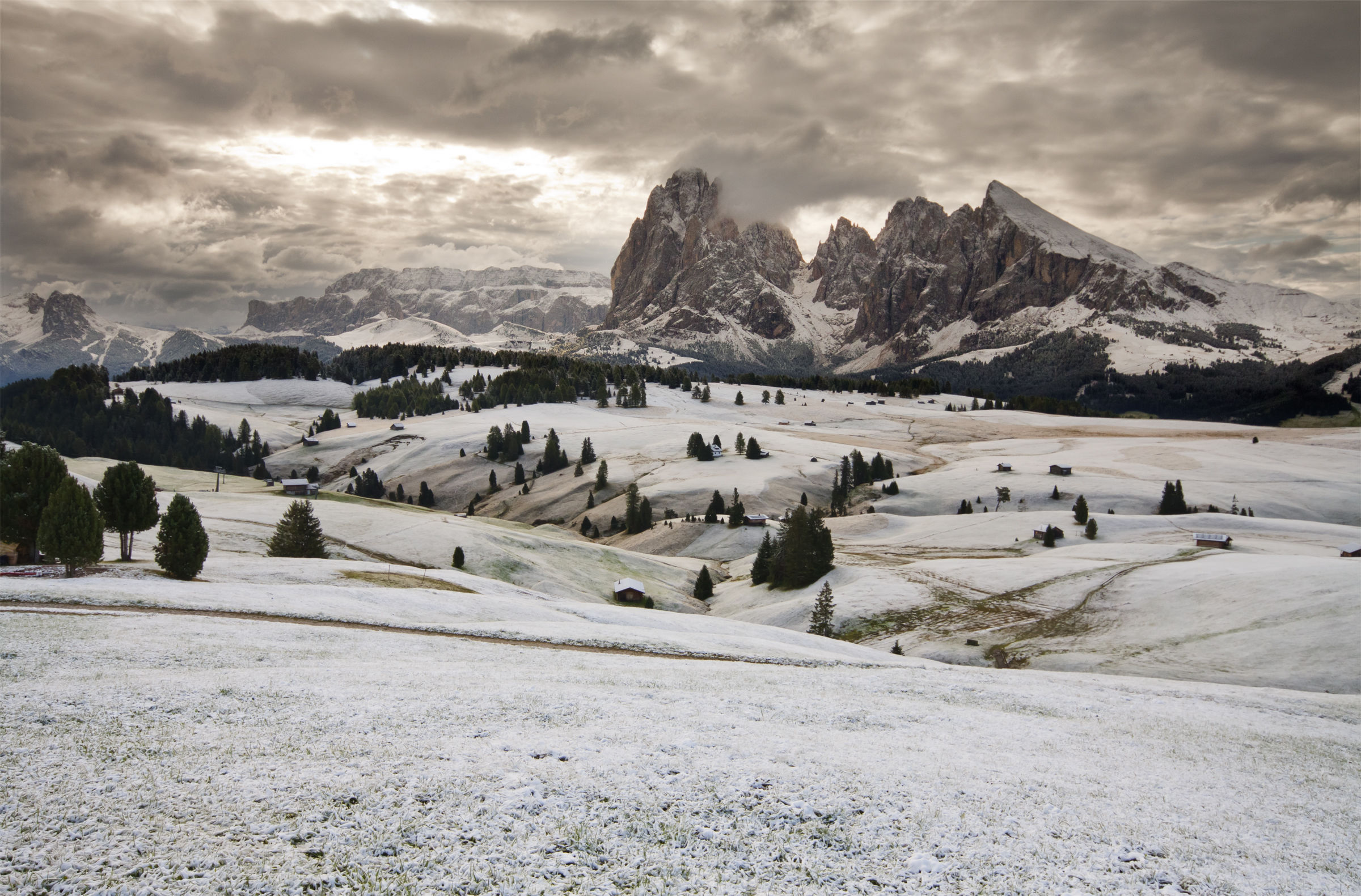 Prima neve all'alpe di Siusi