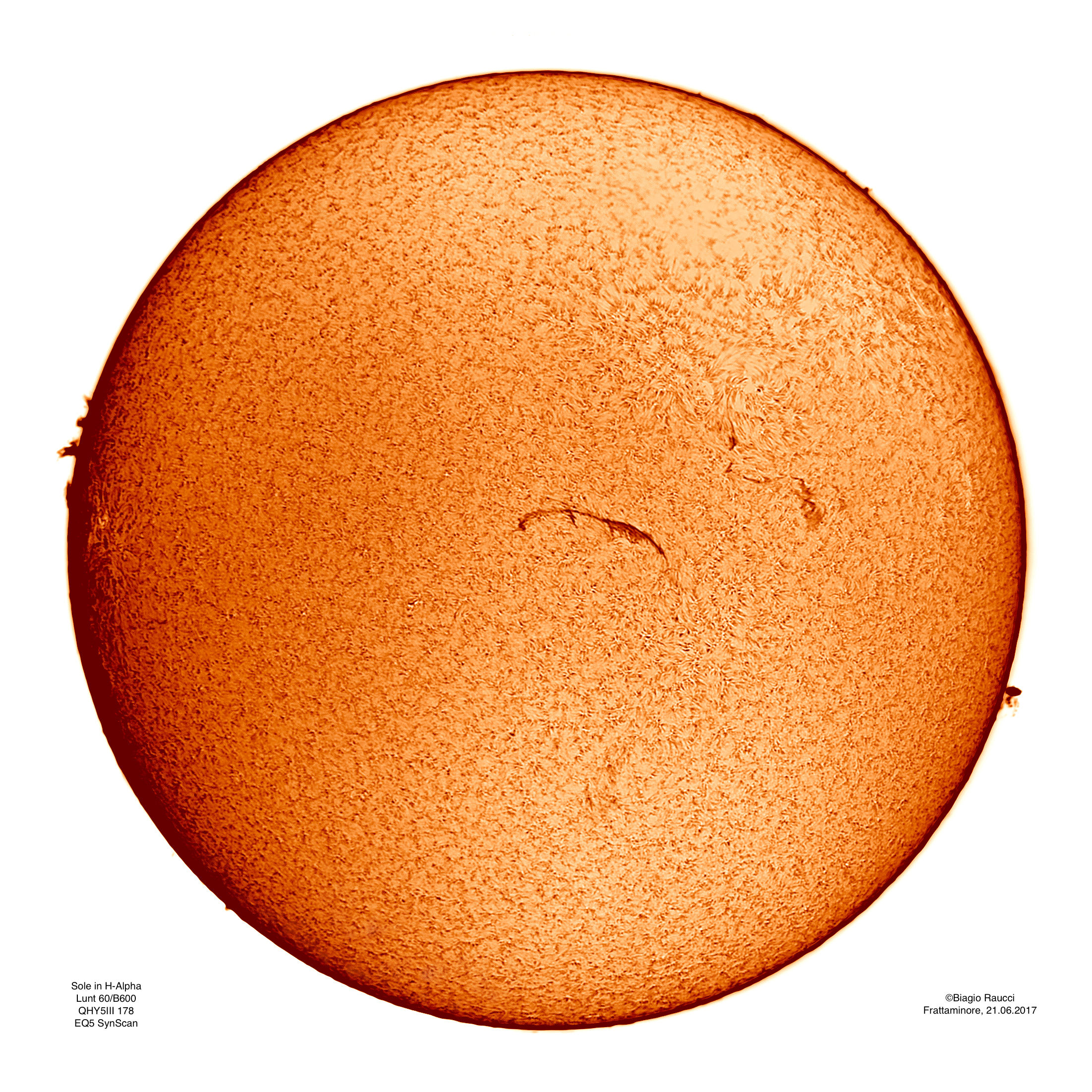 Sun in H-Alpha on June 21, 2017
