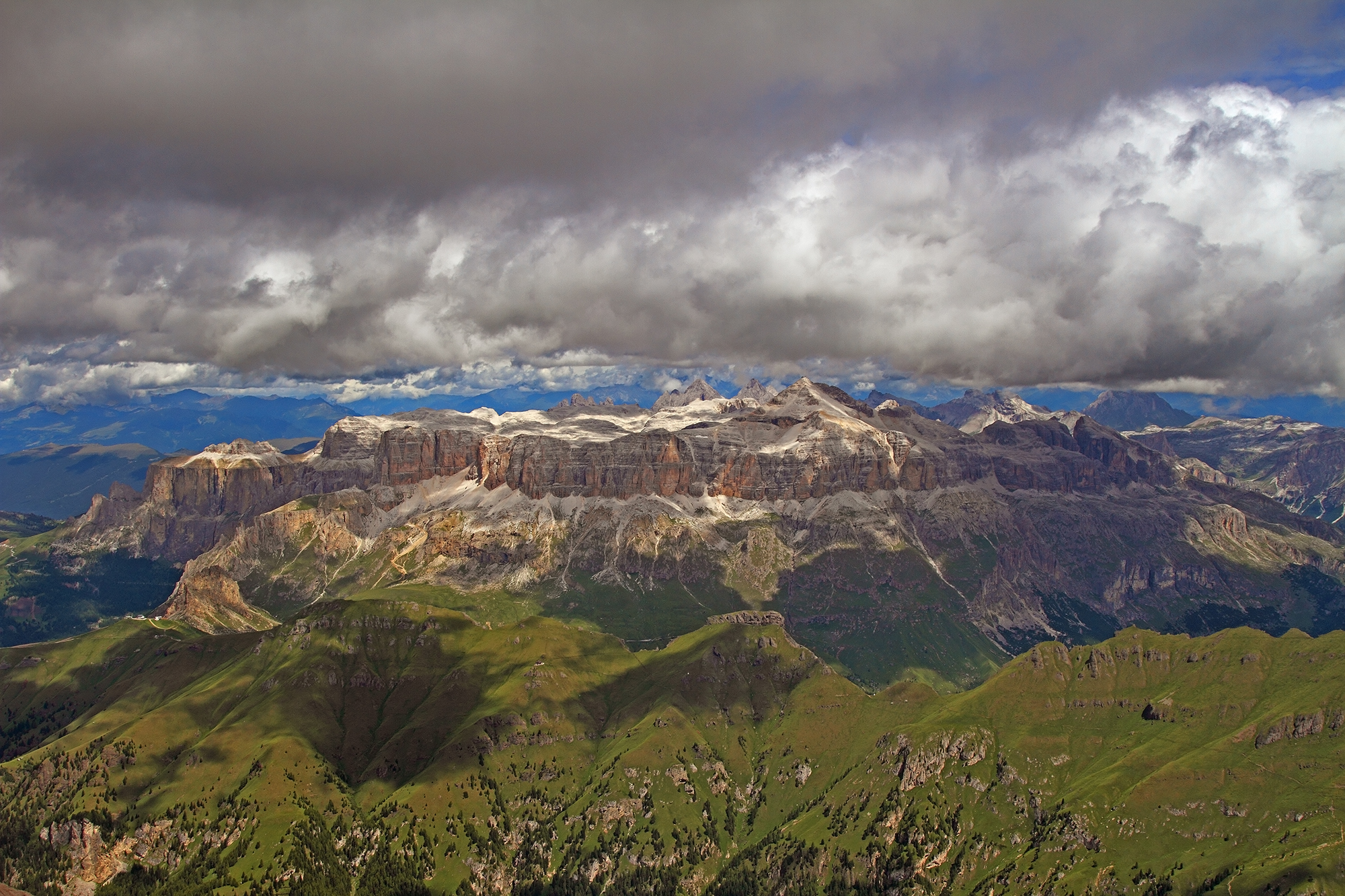 From the top of Marmolada the Sella massif