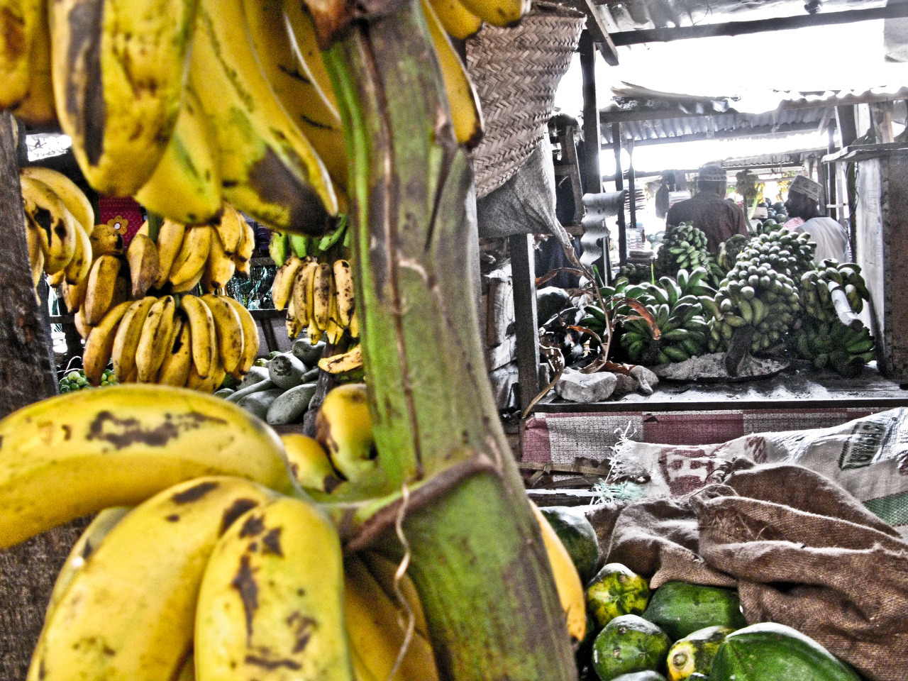 Market fruit and vegetables covered Zanzibar, Stone Town