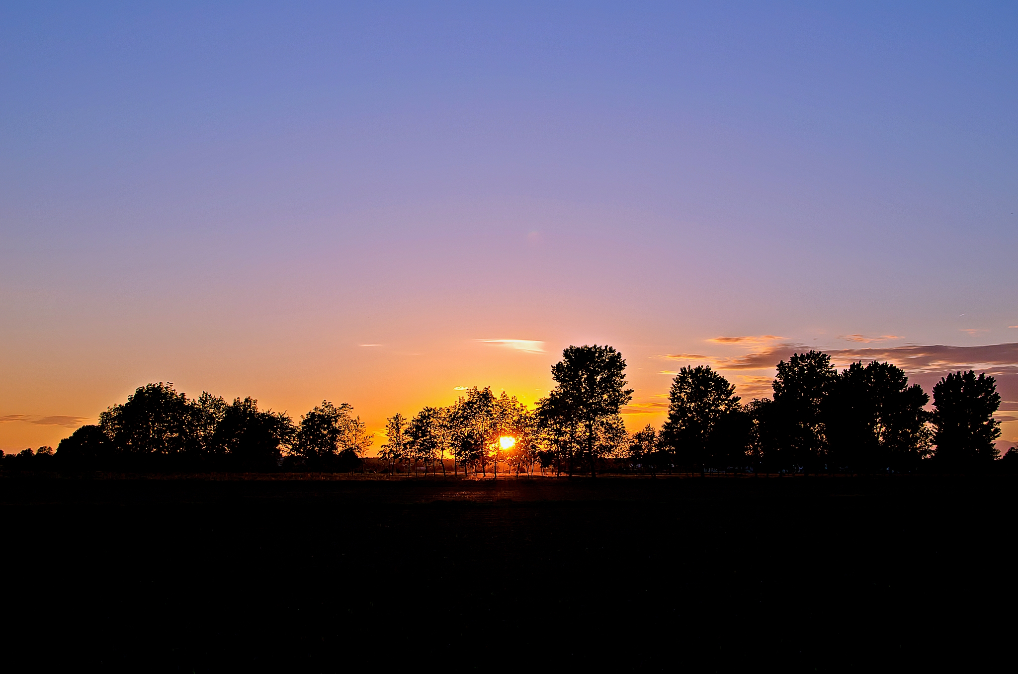 tramonto nella campagna Pavese