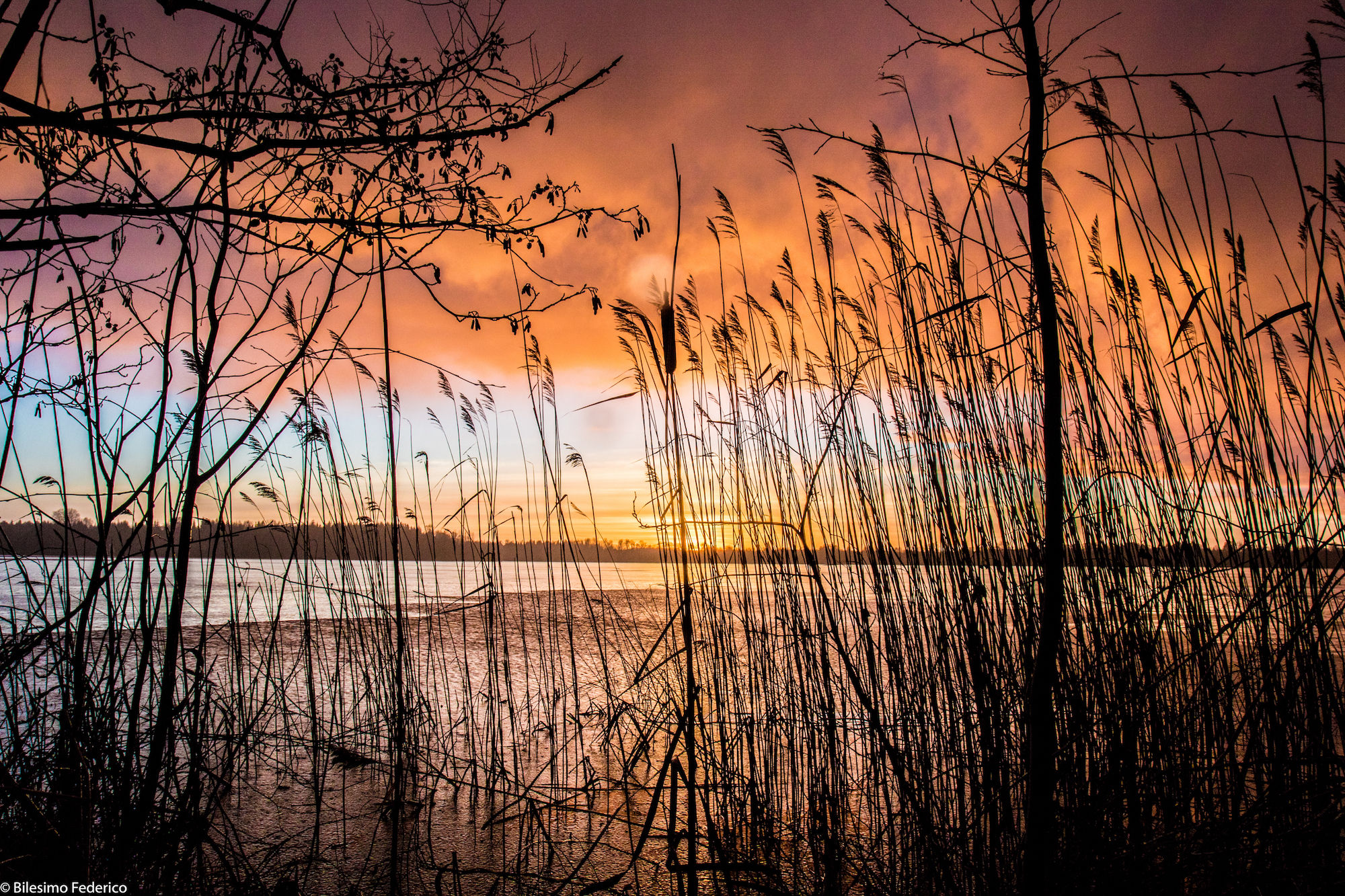Sunset over lake, Sweden