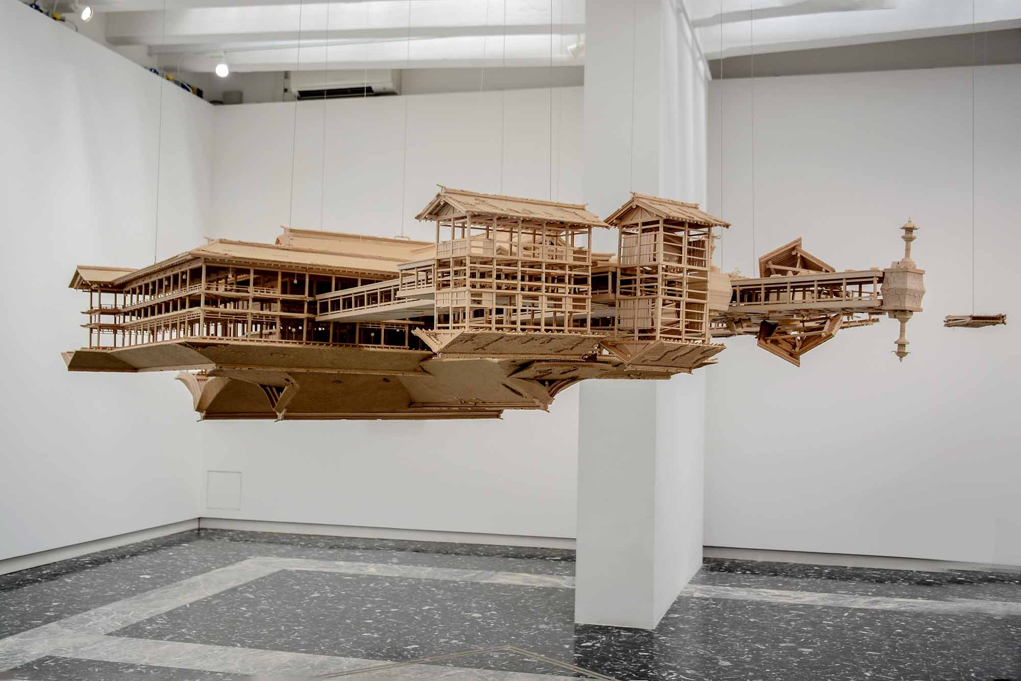 The building is suspended