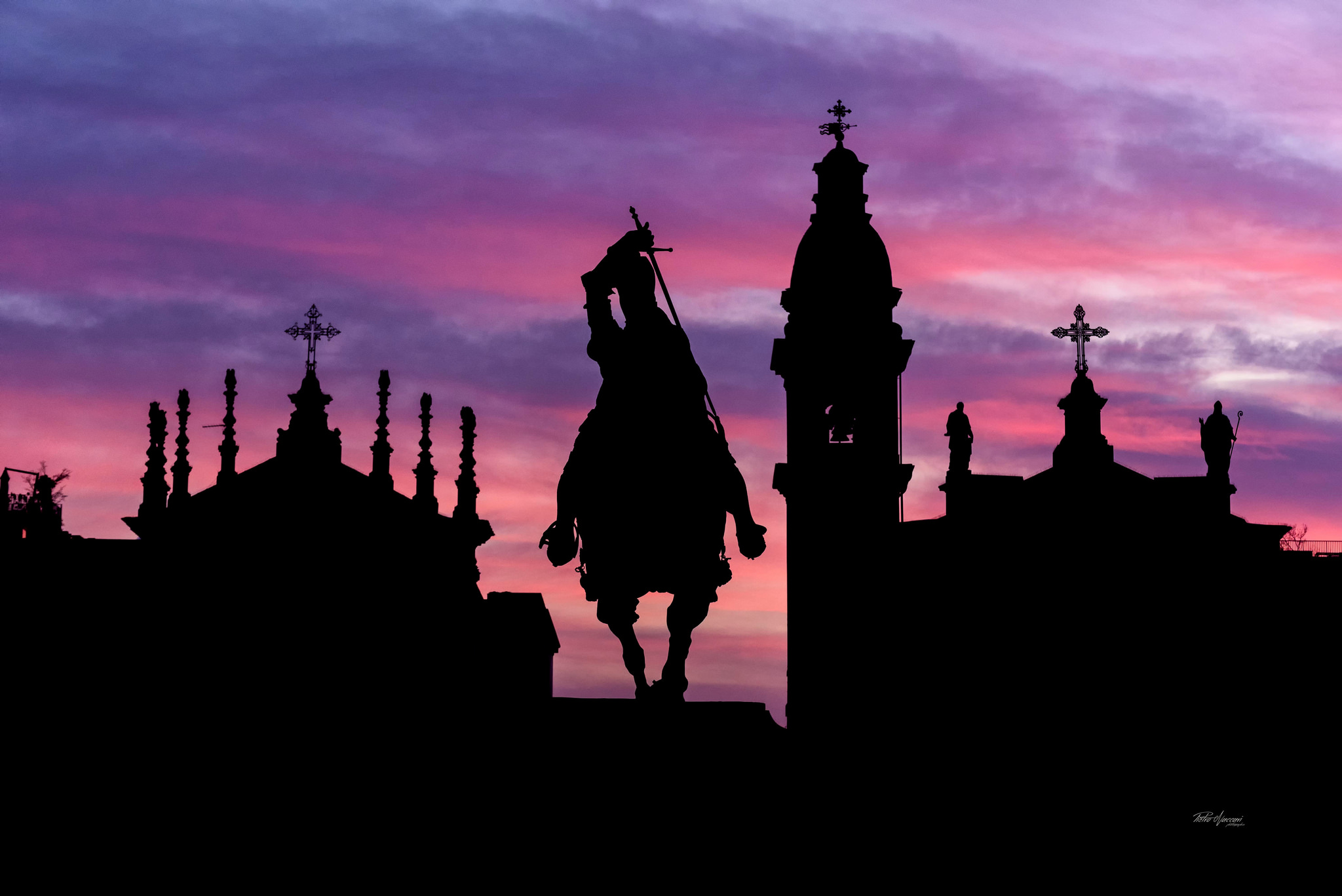 Pink sunset is in Turin