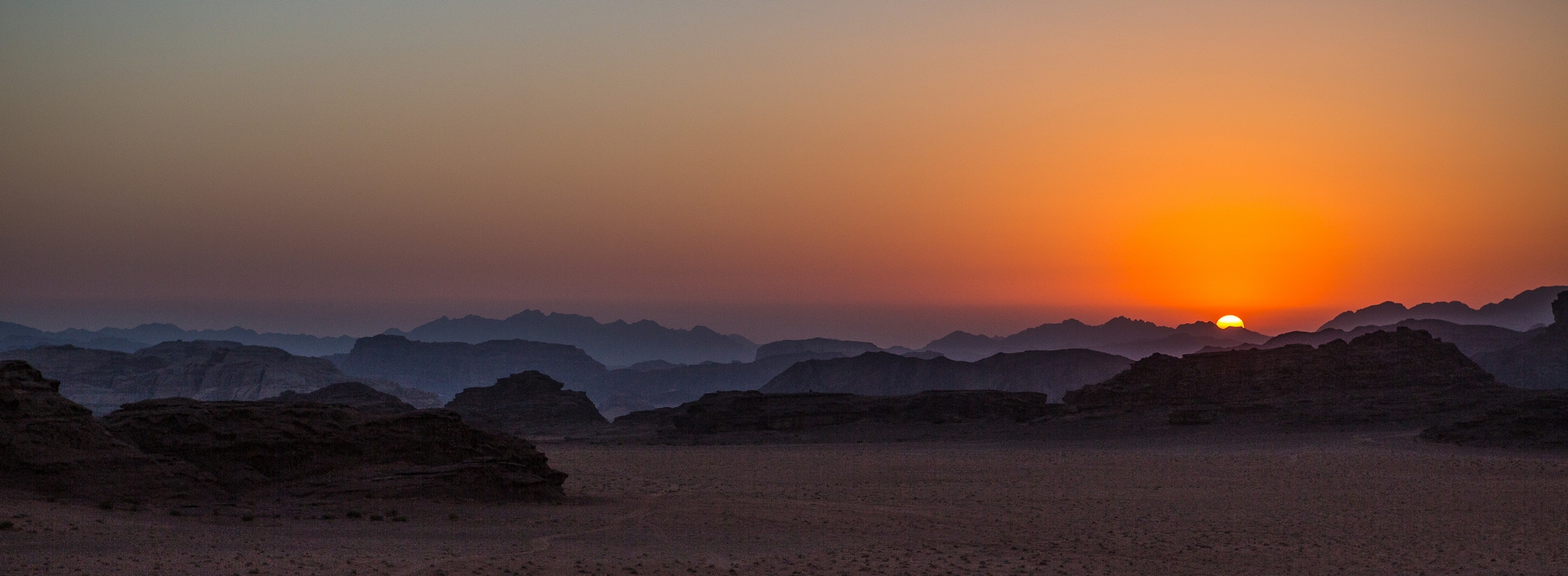 The sunset in Wadi Rum