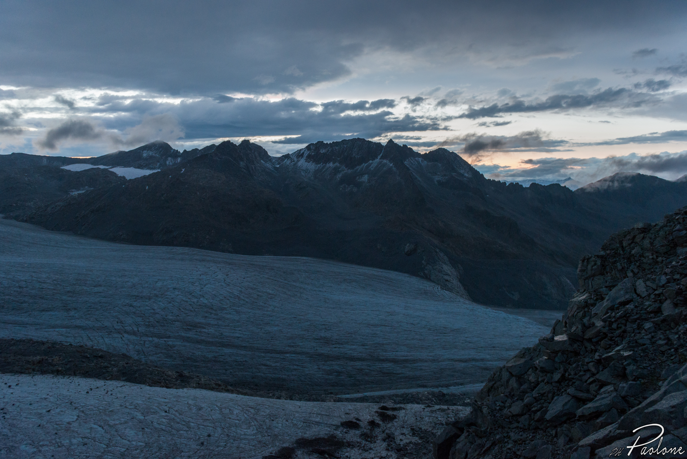 Glacier after sunset