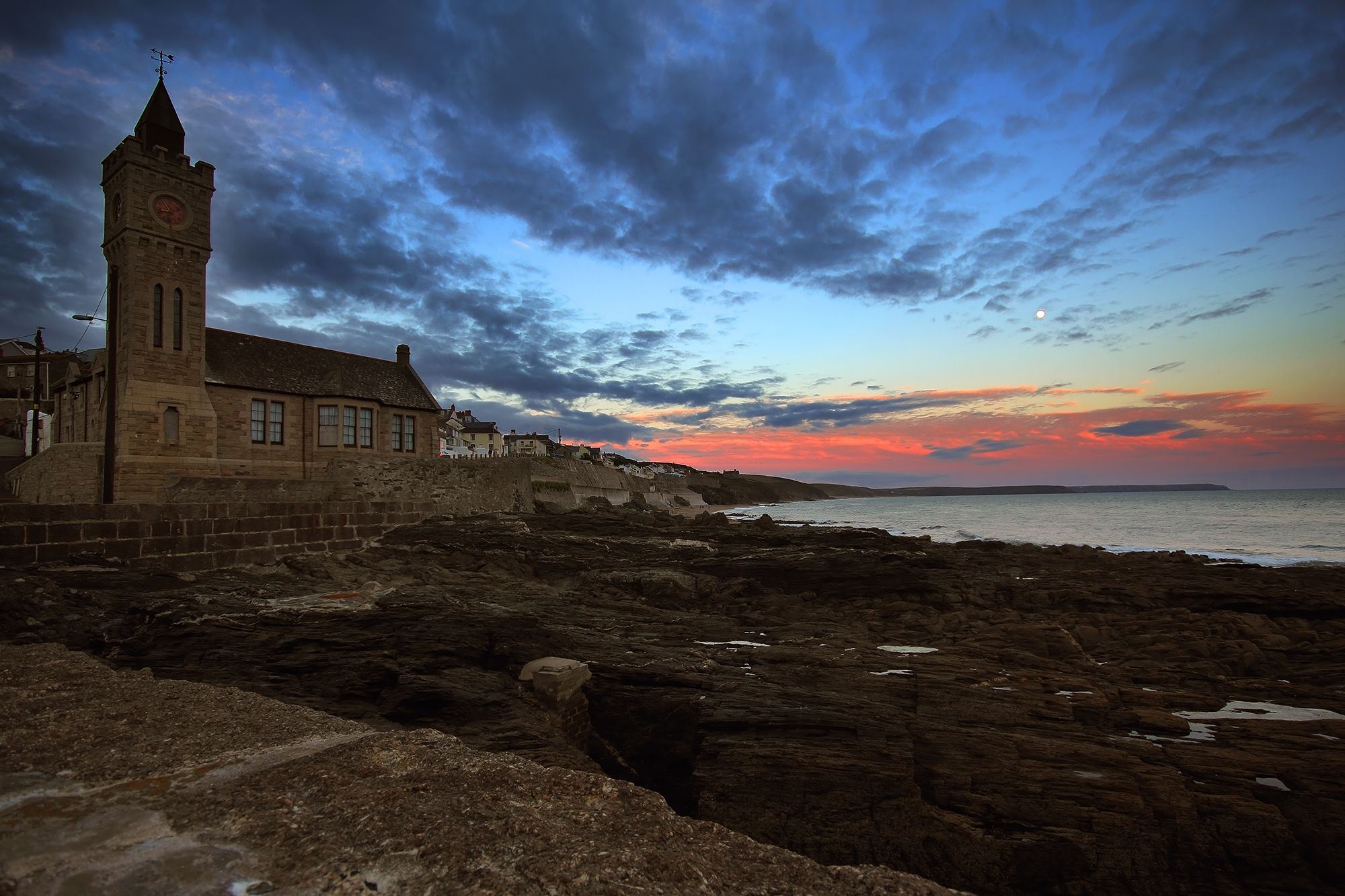 time 08.55 pm Porthleven just after the sunset