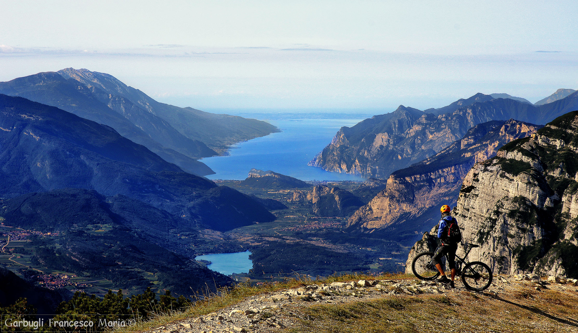 View from the top Paganella ..... the cyclist