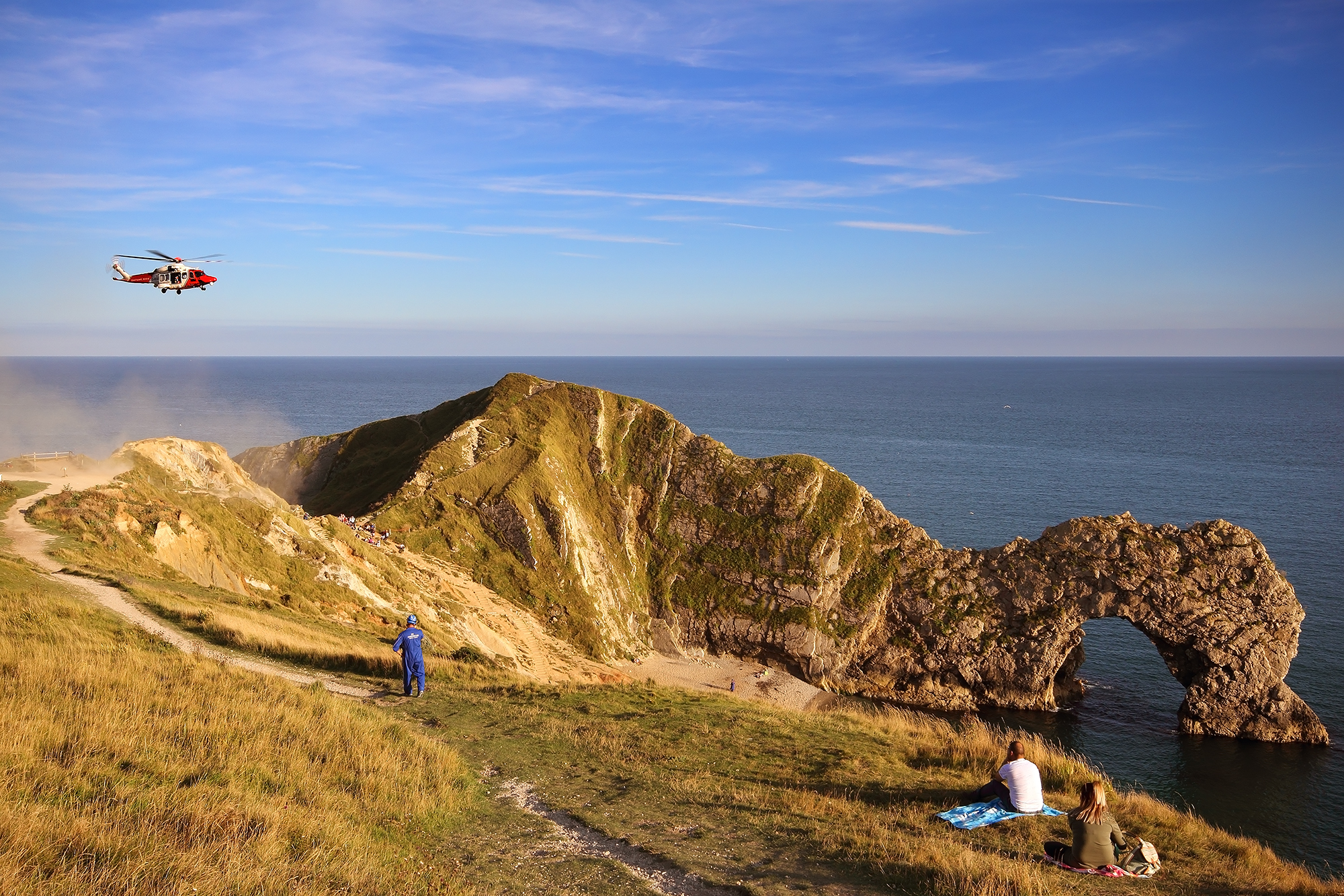 sunset with rescue to Durdle Door