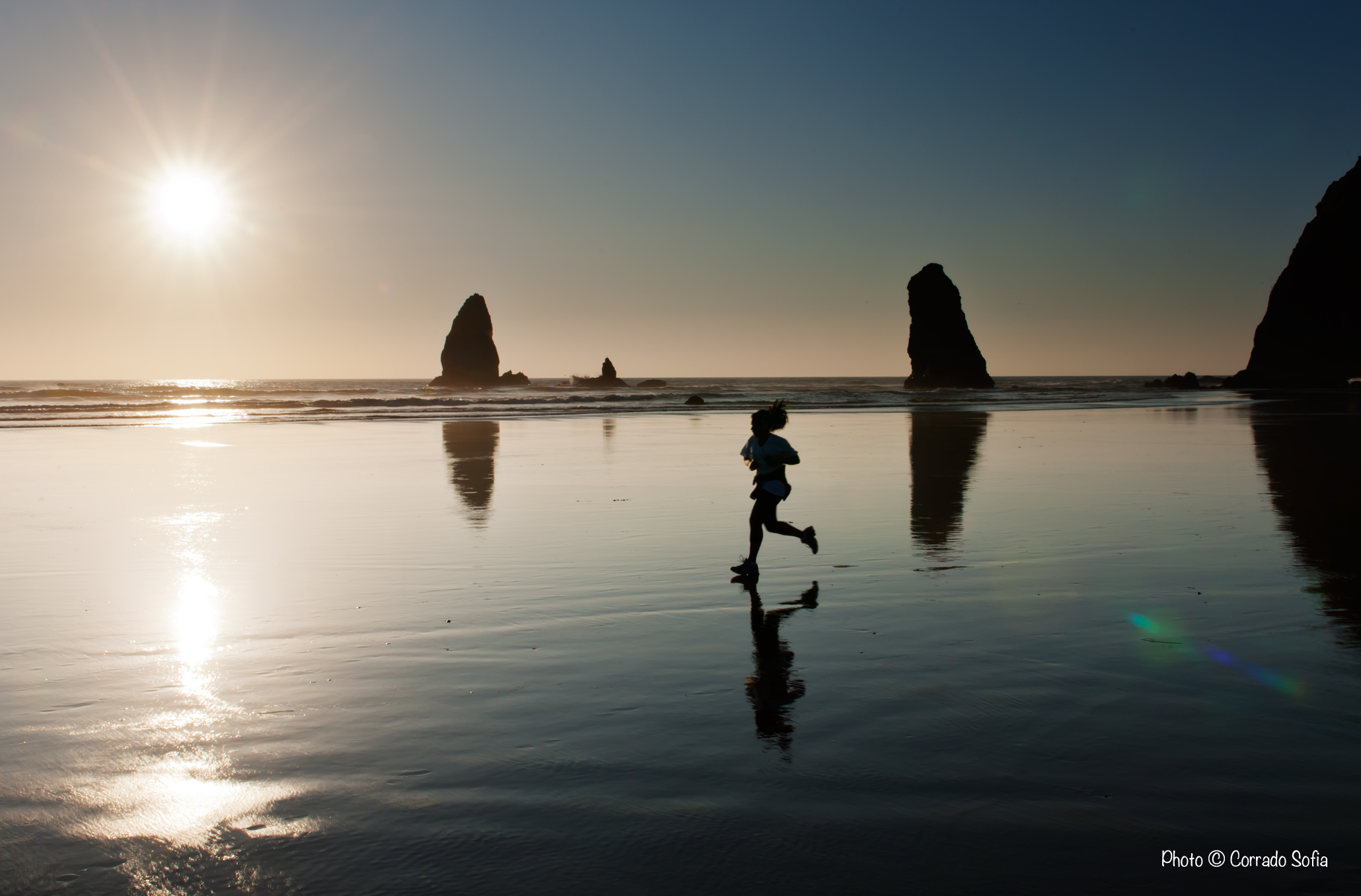 Jogging at Cannon Beach