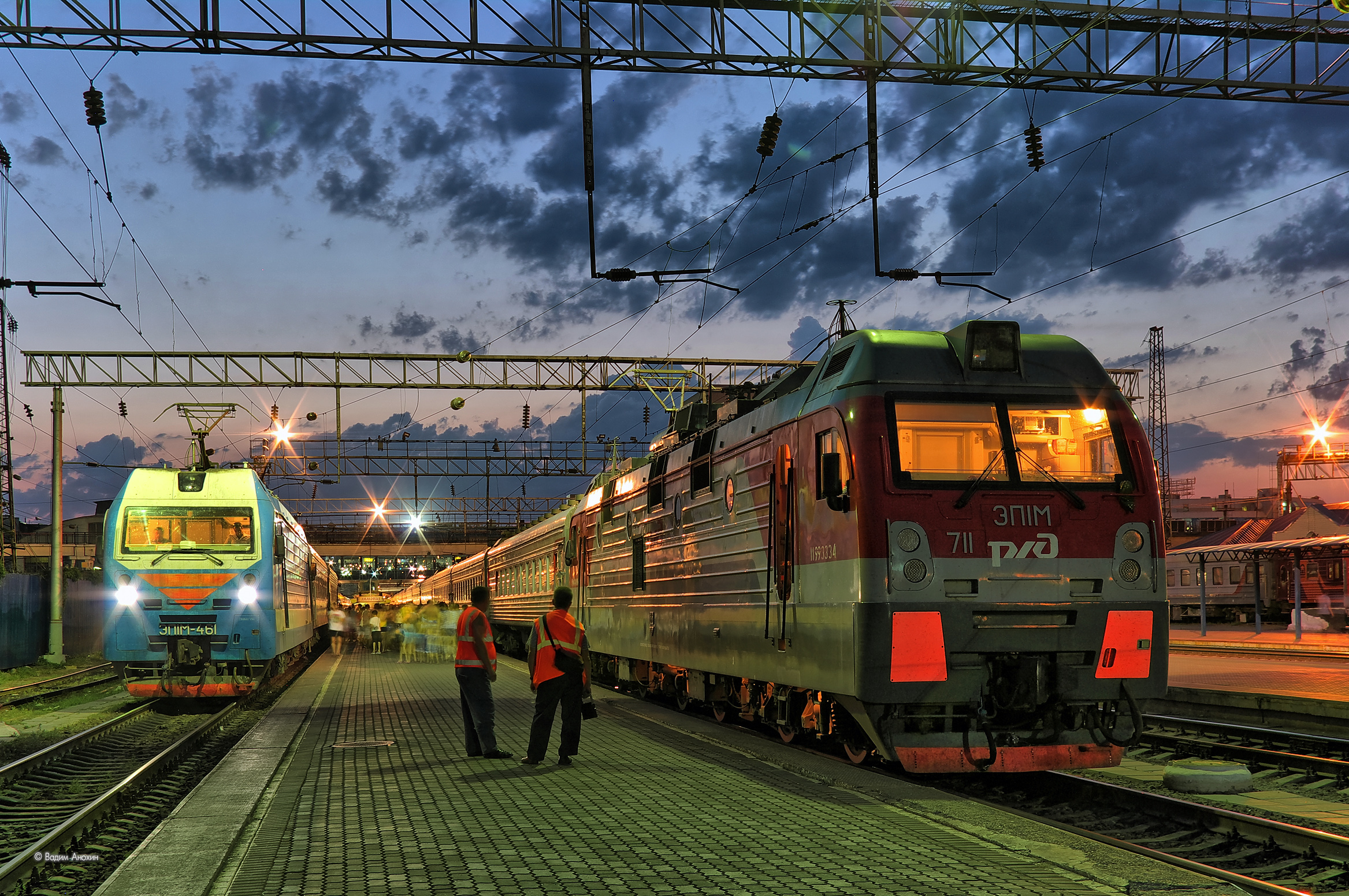 Evening on train station Rostov-Glavny