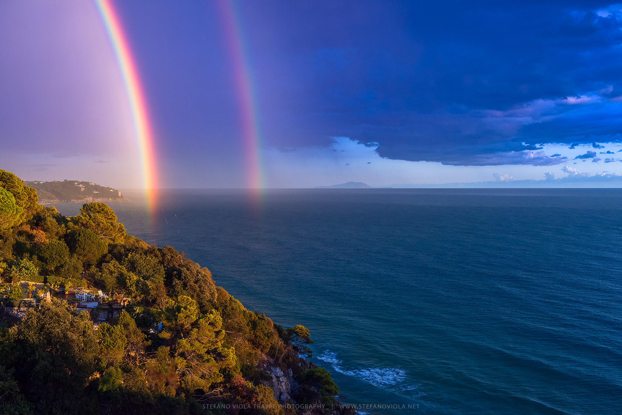 Blue time with double rainbow