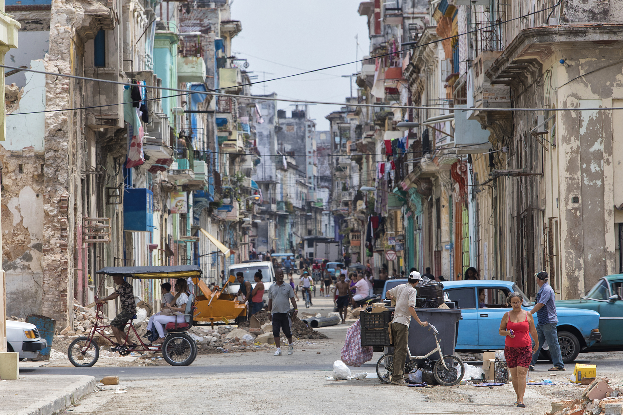 the chaos of downtown Havana