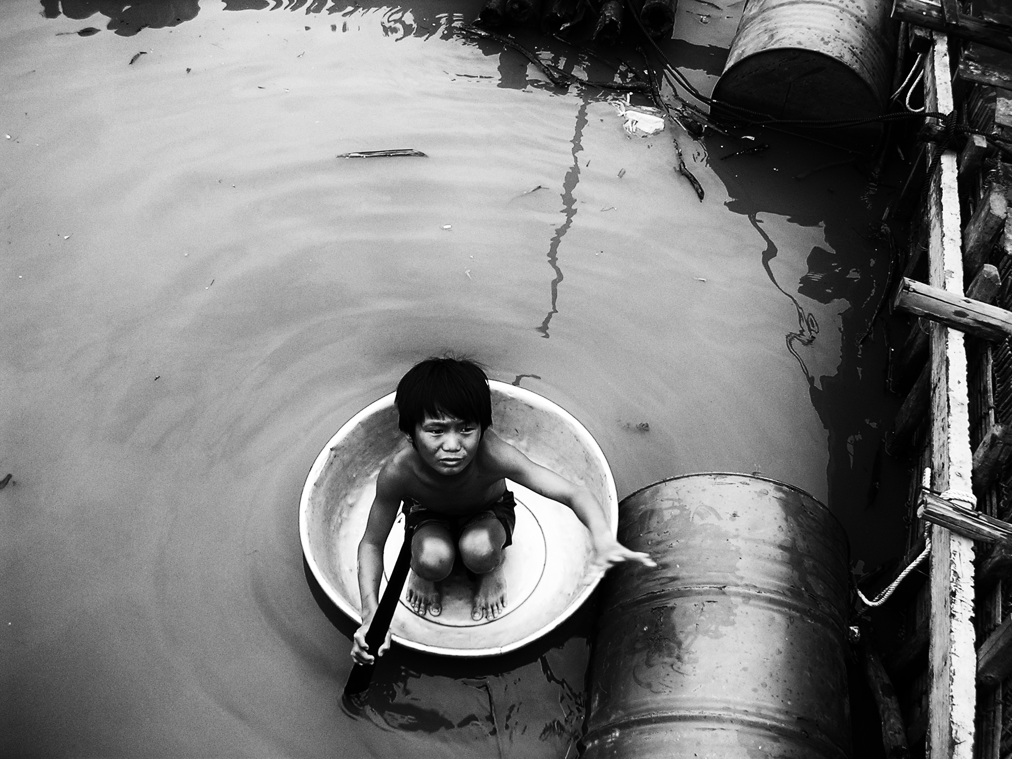 Captain Chou Driving His Boat On Mekong River, Cambodia