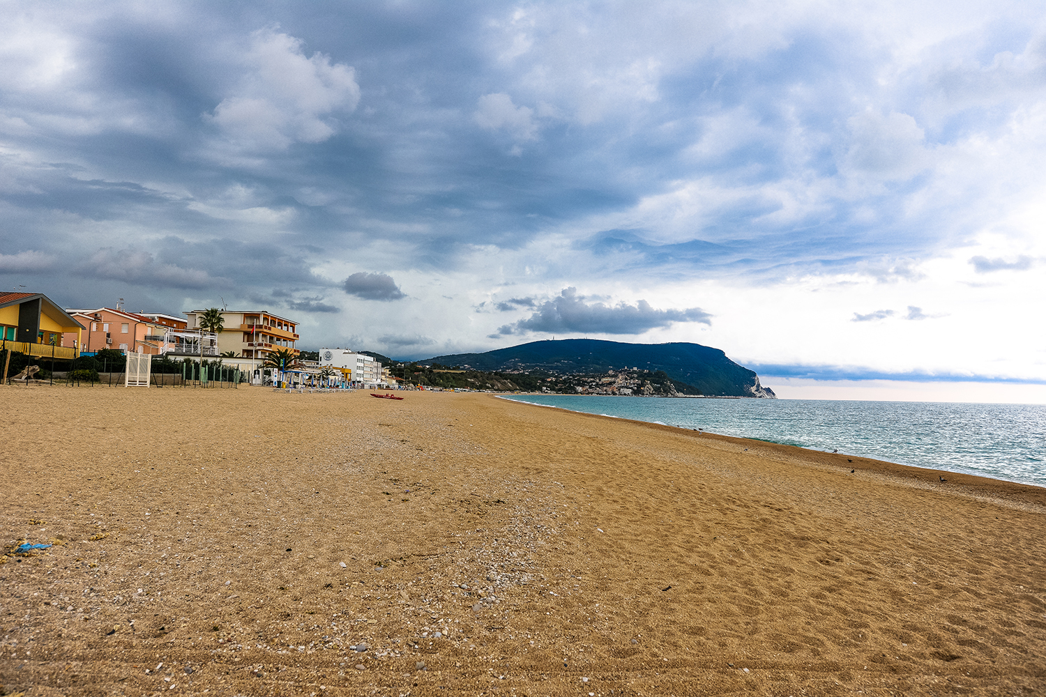 Beach of Marcelli (Ancona) and view of Monte Conero.