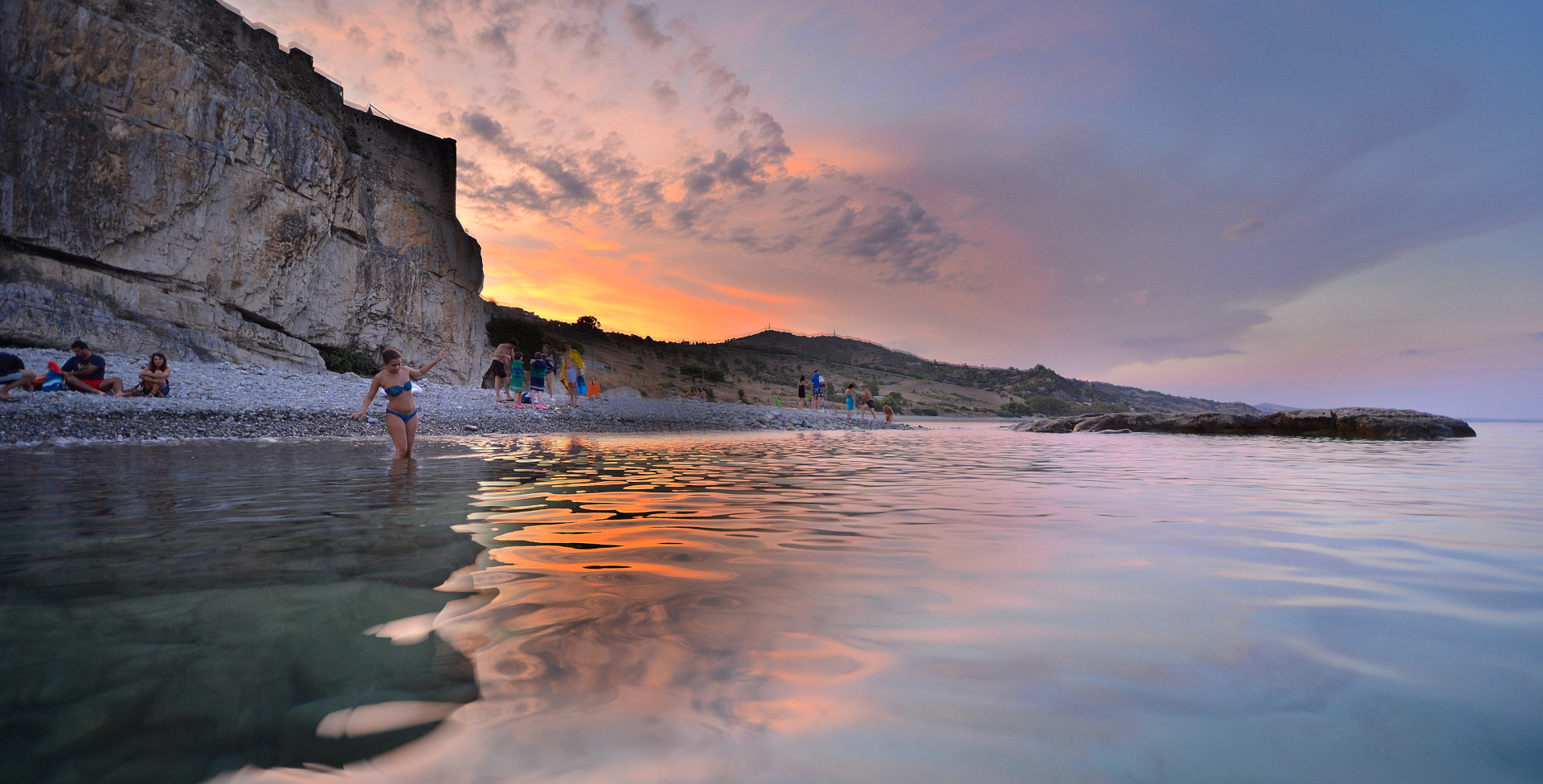 Bath at the castle and sunset