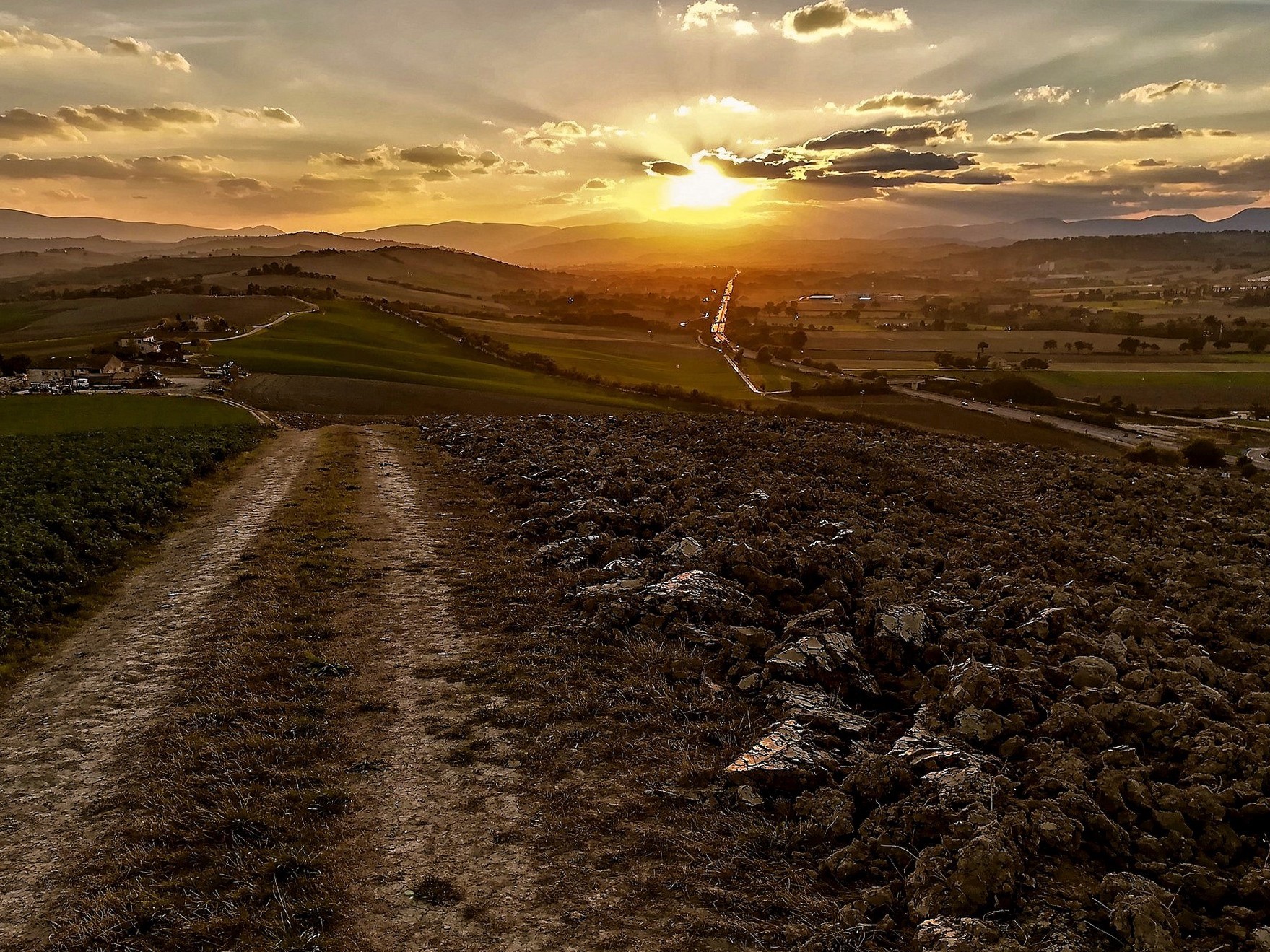 sunset in the countryside