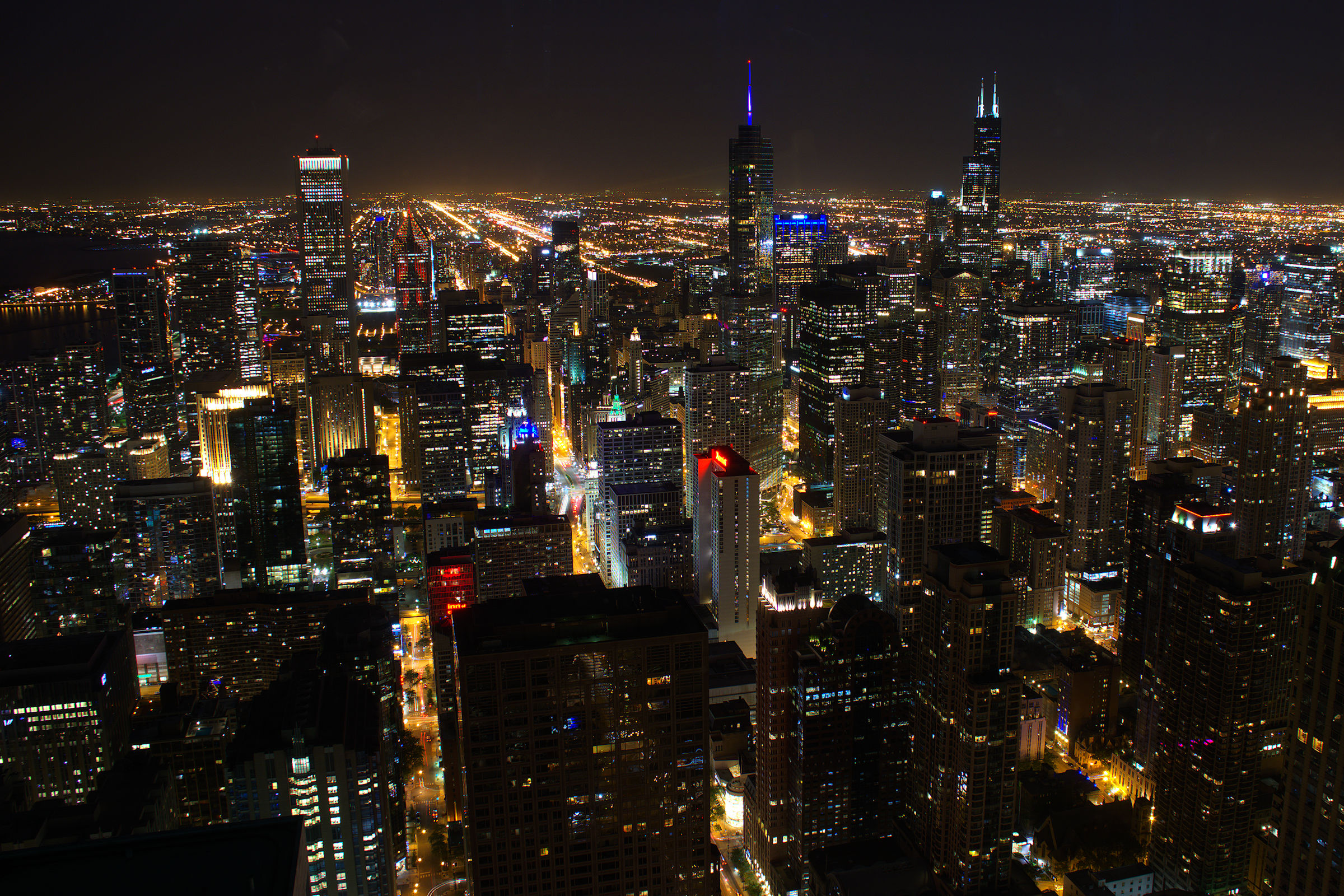 Chicago by night from Hancock Tower