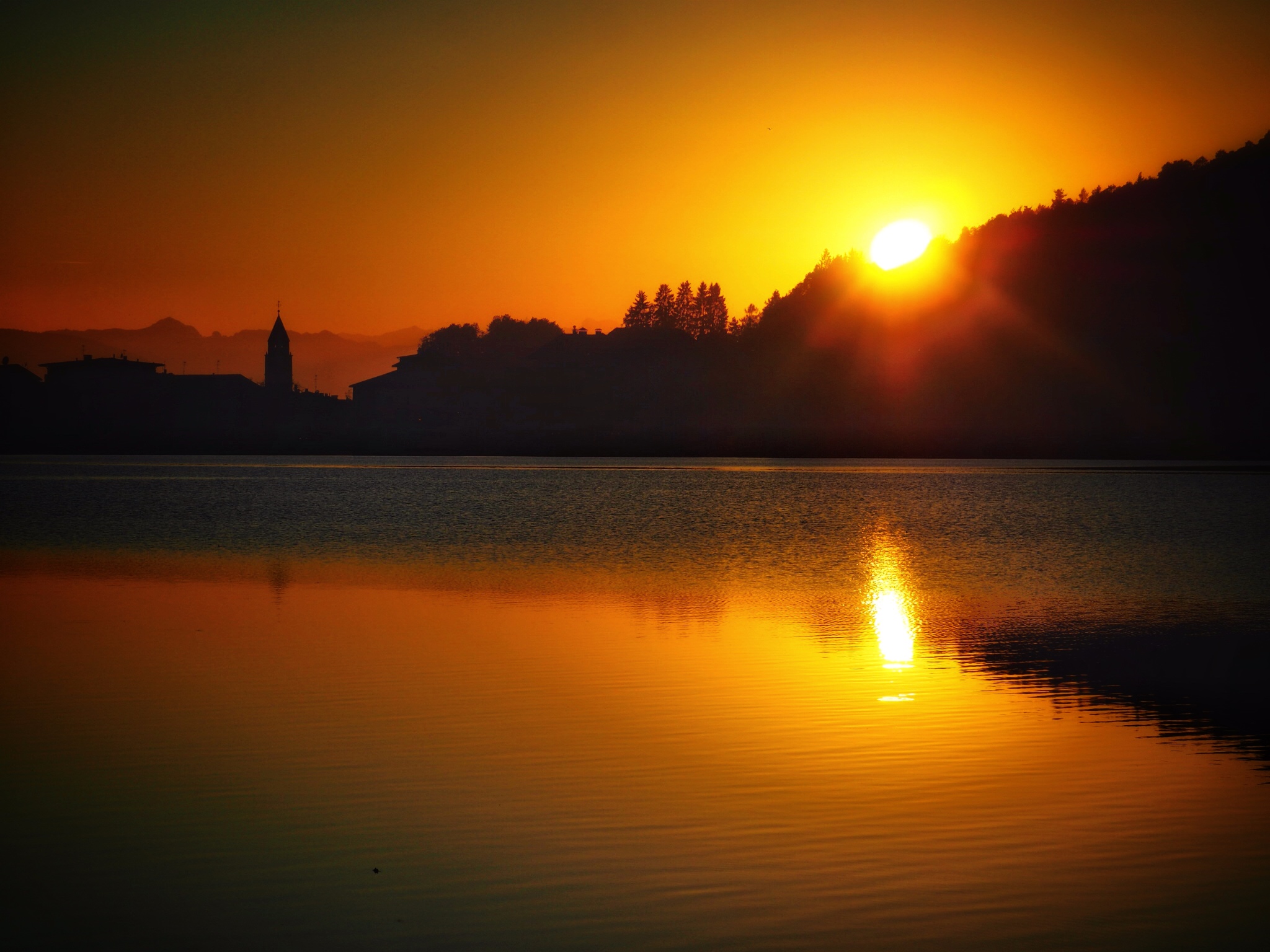 Sunset over Lake Pinè