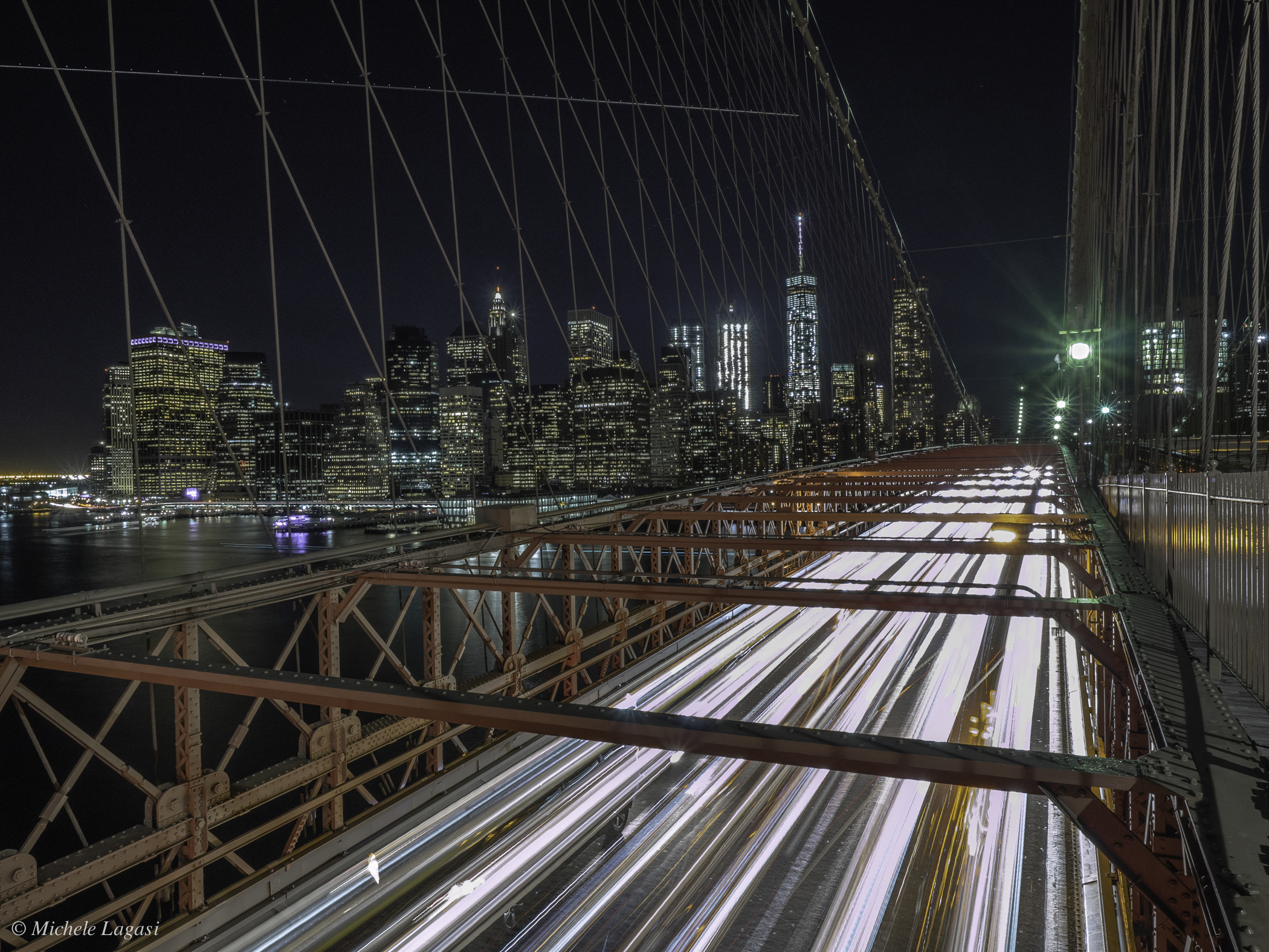 Brooklyn bridge and skyscrapers in New York