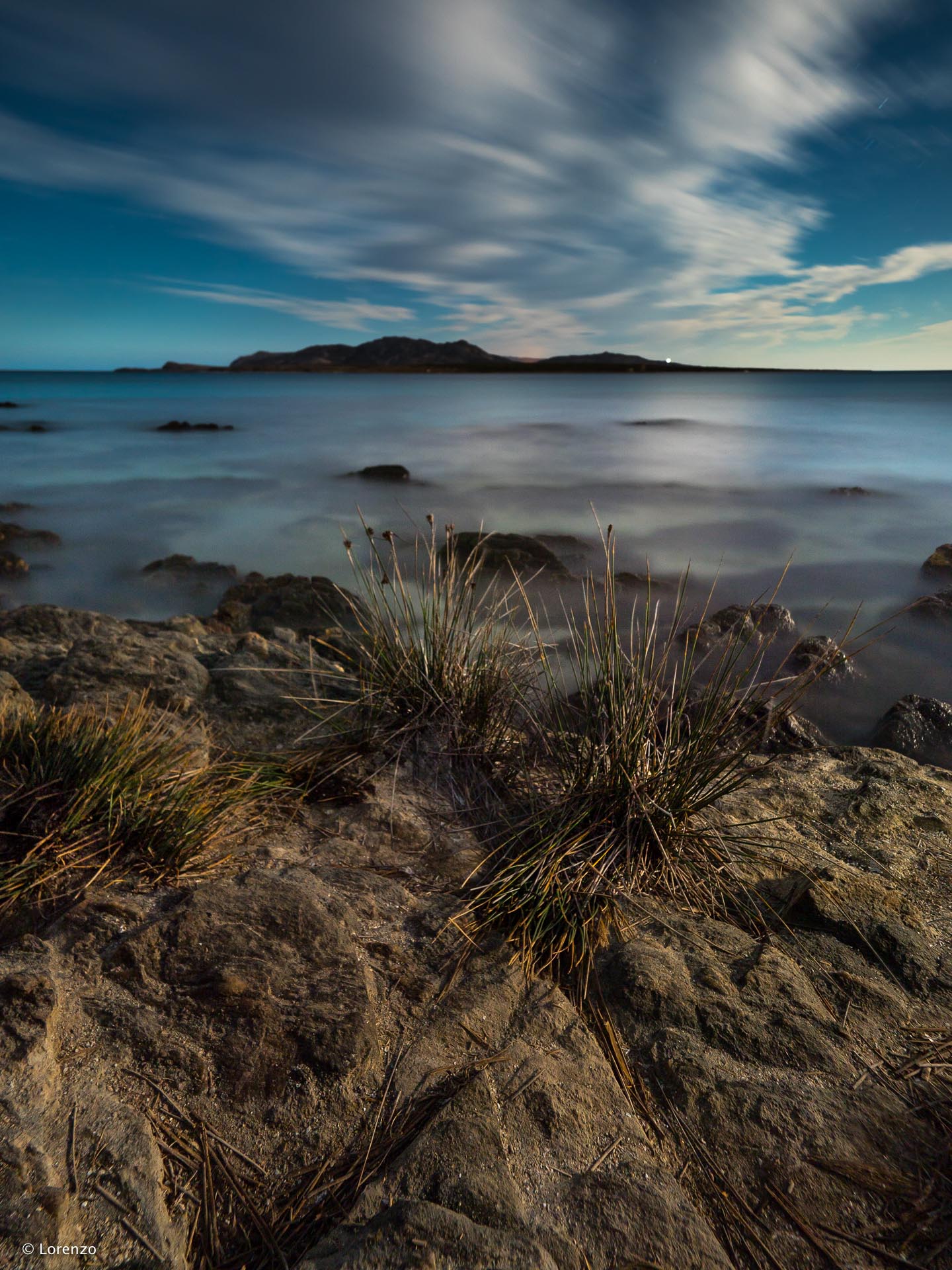 Asinara moon and sea