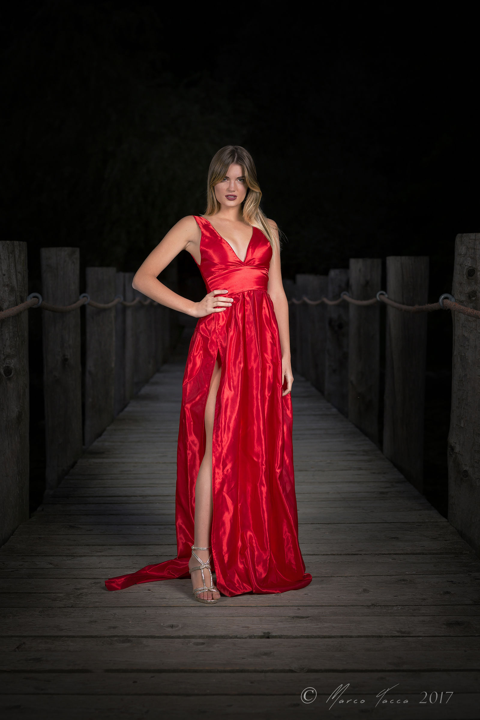 The woman in red ...