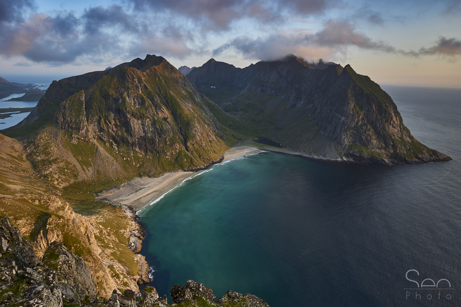 Kvalvika beach from Ryten