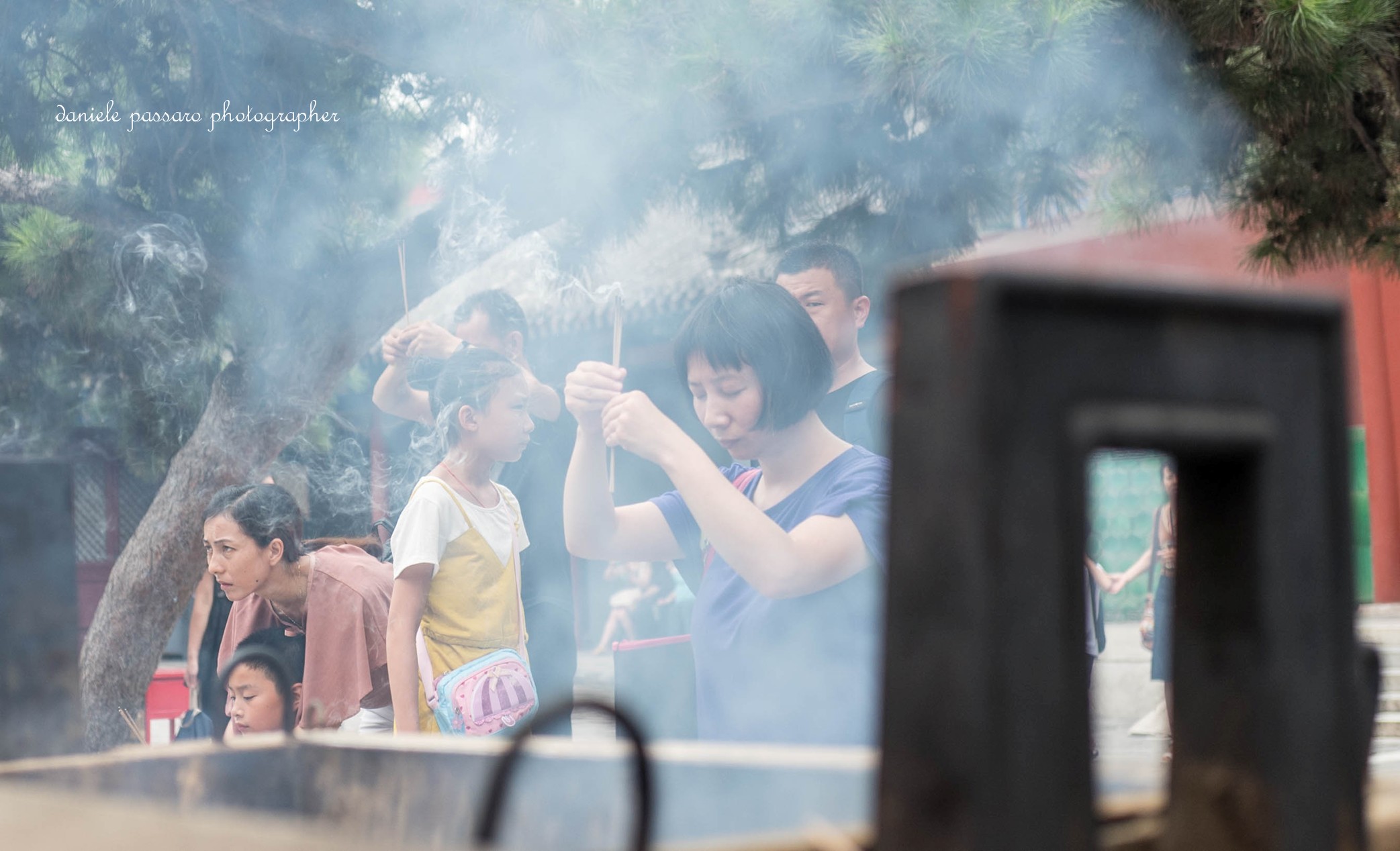 Praying in front of the temple
