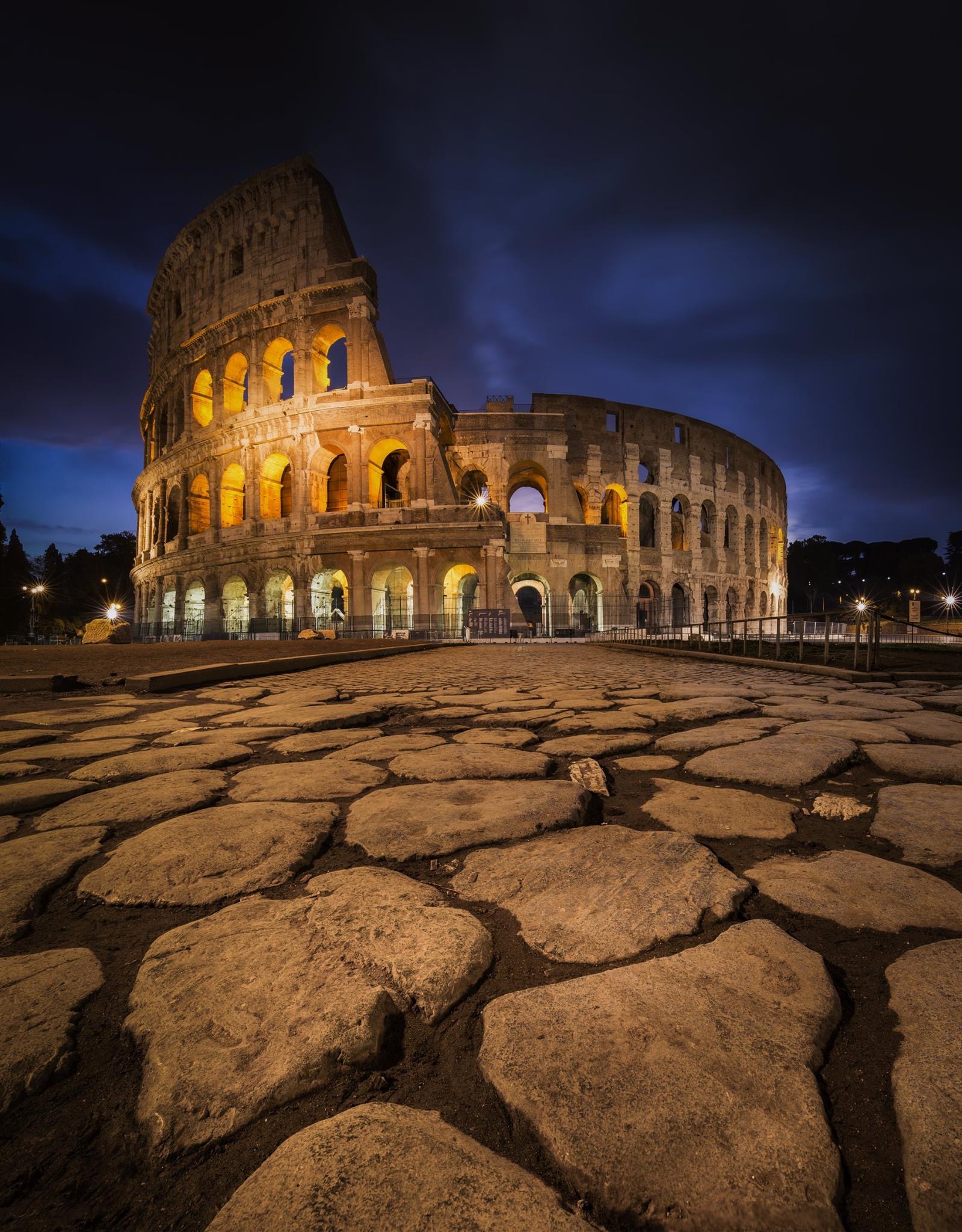 Early lights at the Colosseum