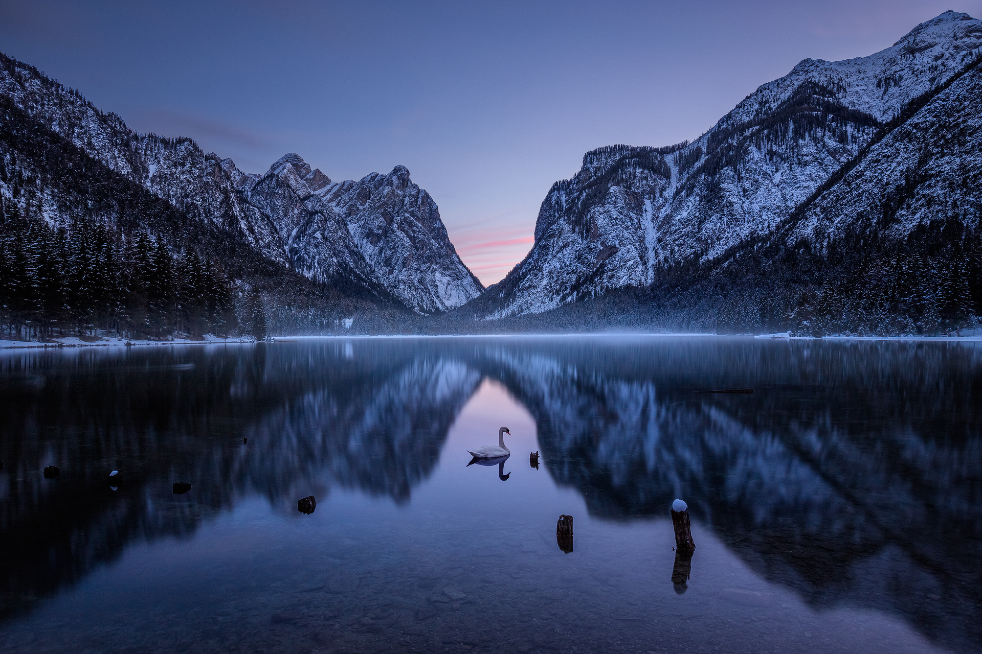 Frozen lake in Dobbiaco