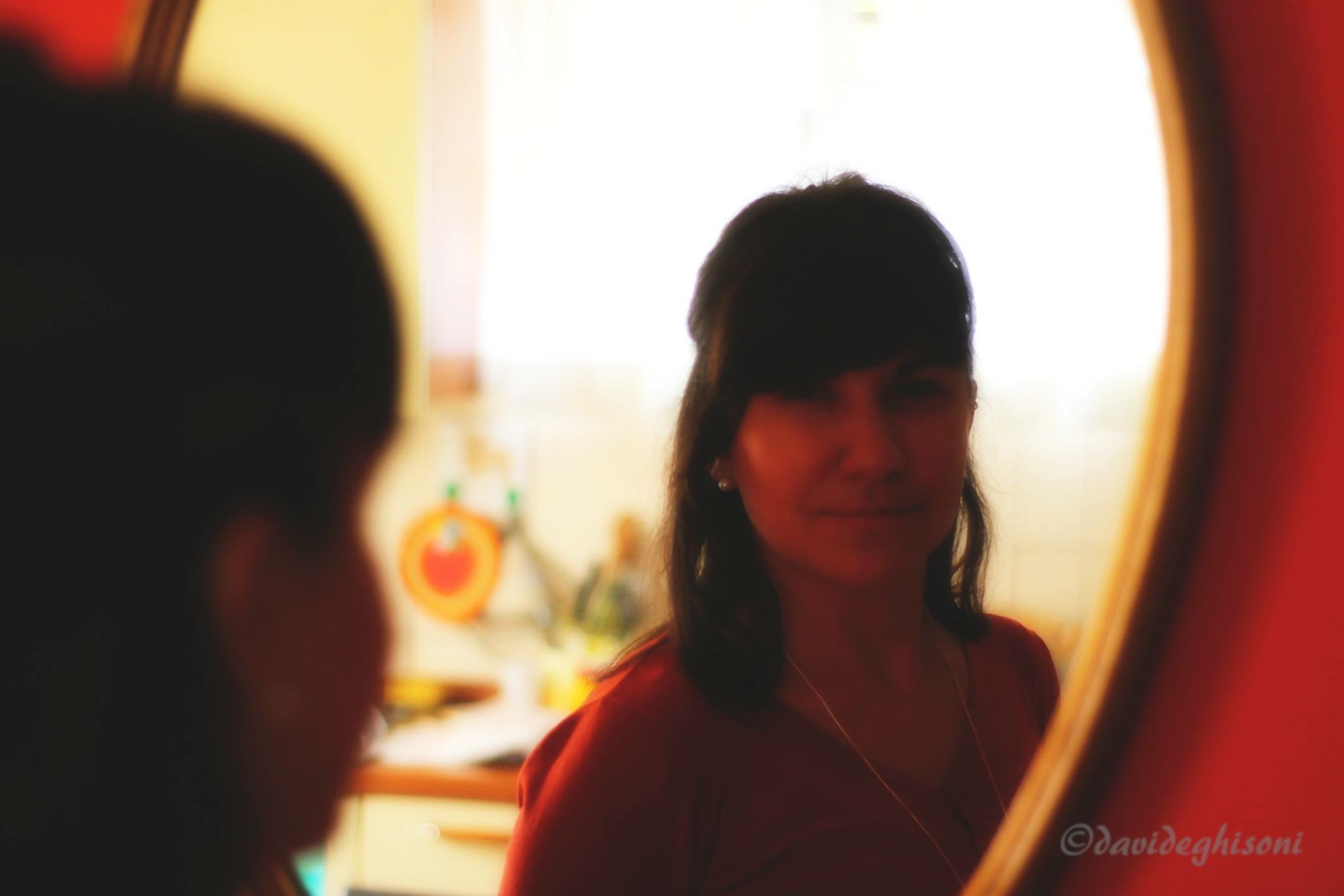 In front of the mirror