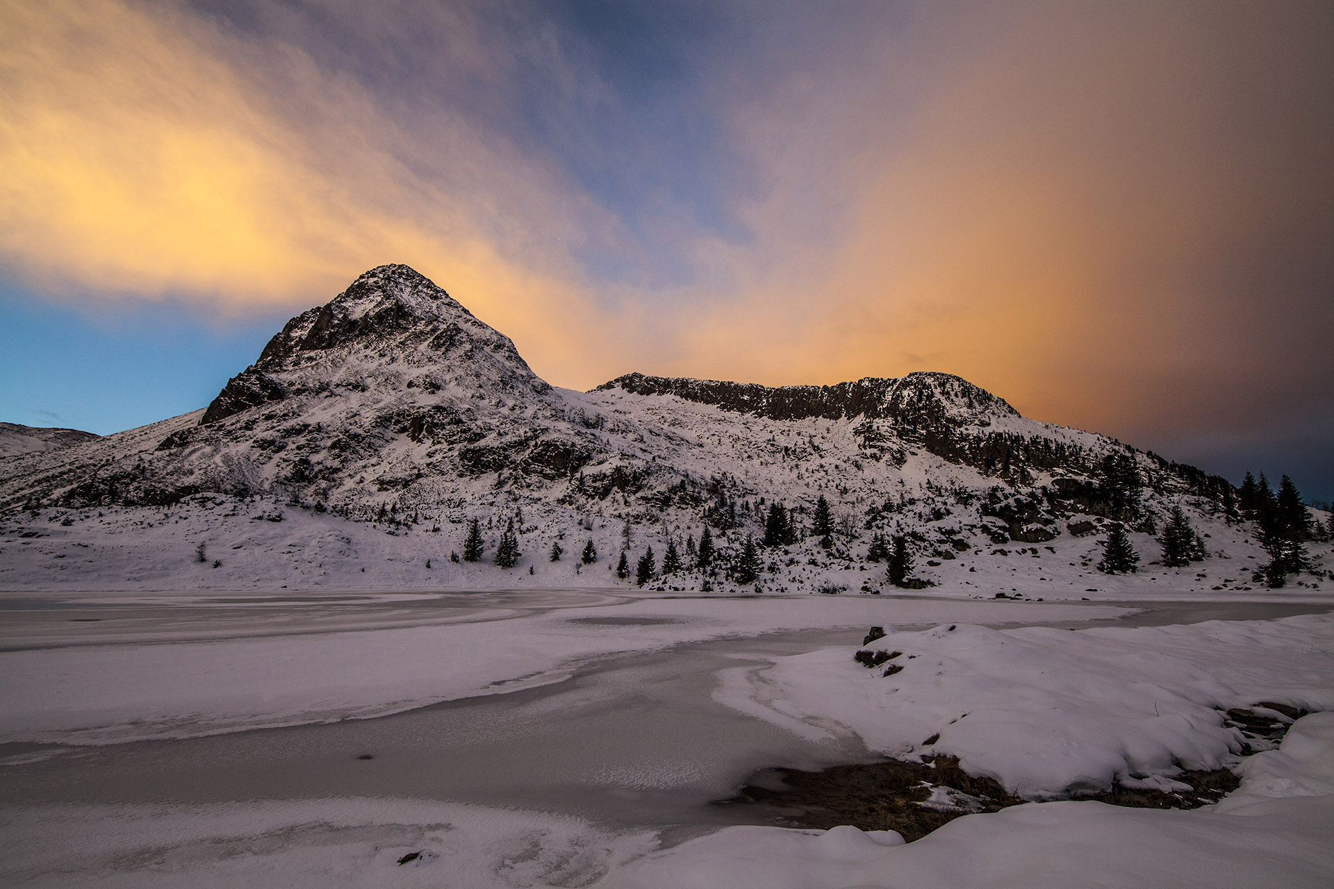 Sunrise at Colbricon Lakes